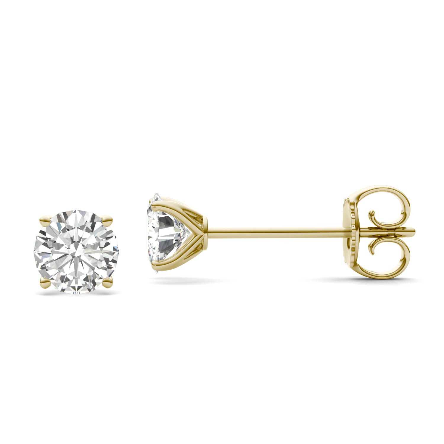 1.60 CTW DEW Round Forever One™ Moissanite Four Prong Martini Stud Earrings