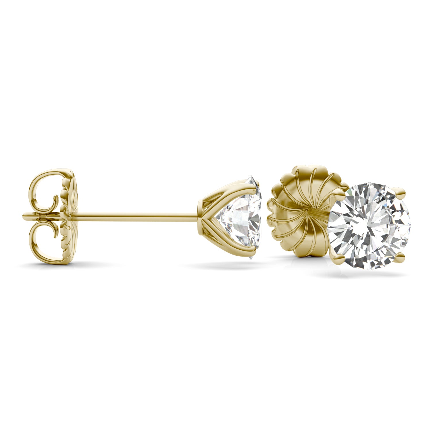 3.80 CTW DEW Round Forever One™ Moissanite Four Prong Martini Stud Earrings