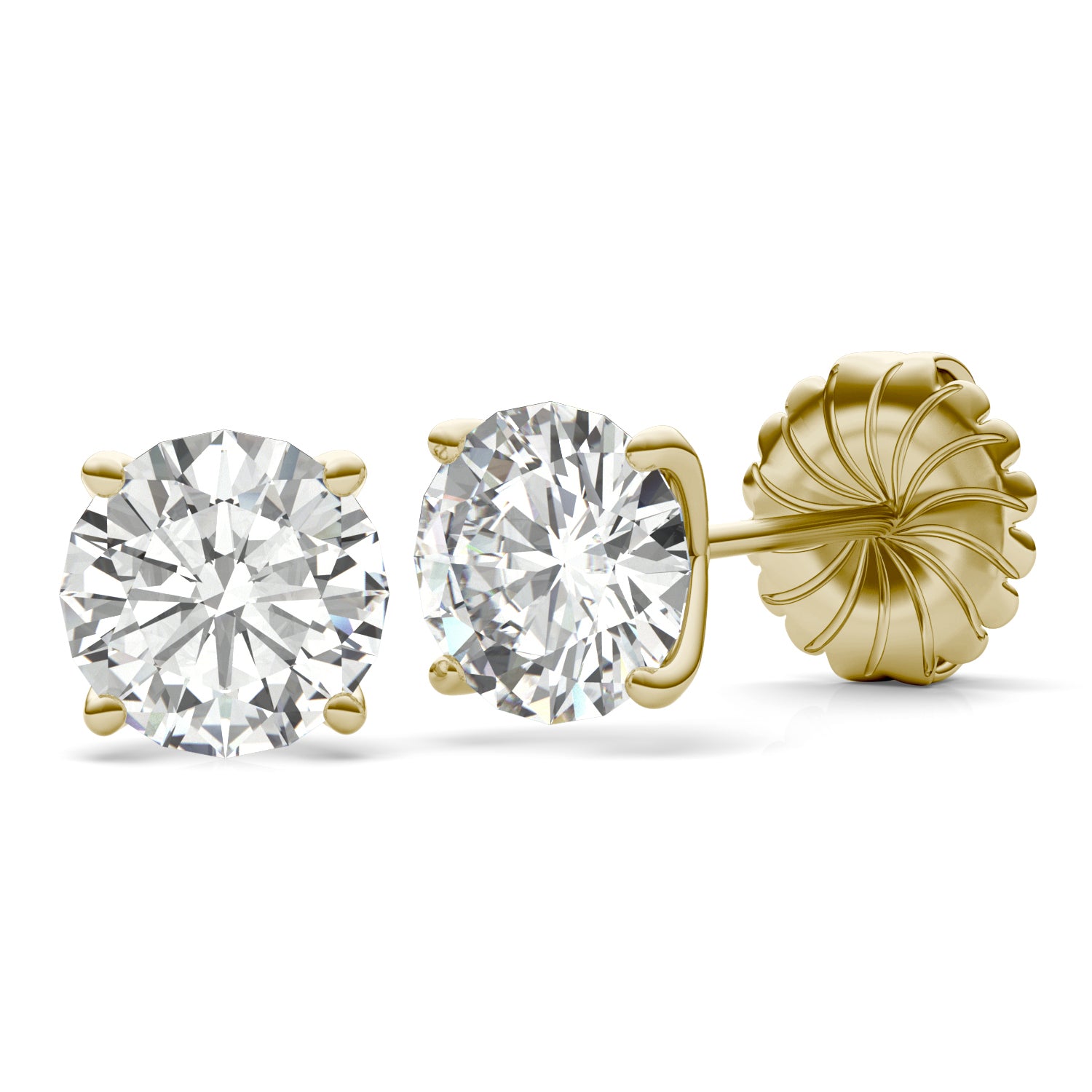3.80 CTW DEW Round Forever One™ Moissanite Four Prong Martini Stud Earrings