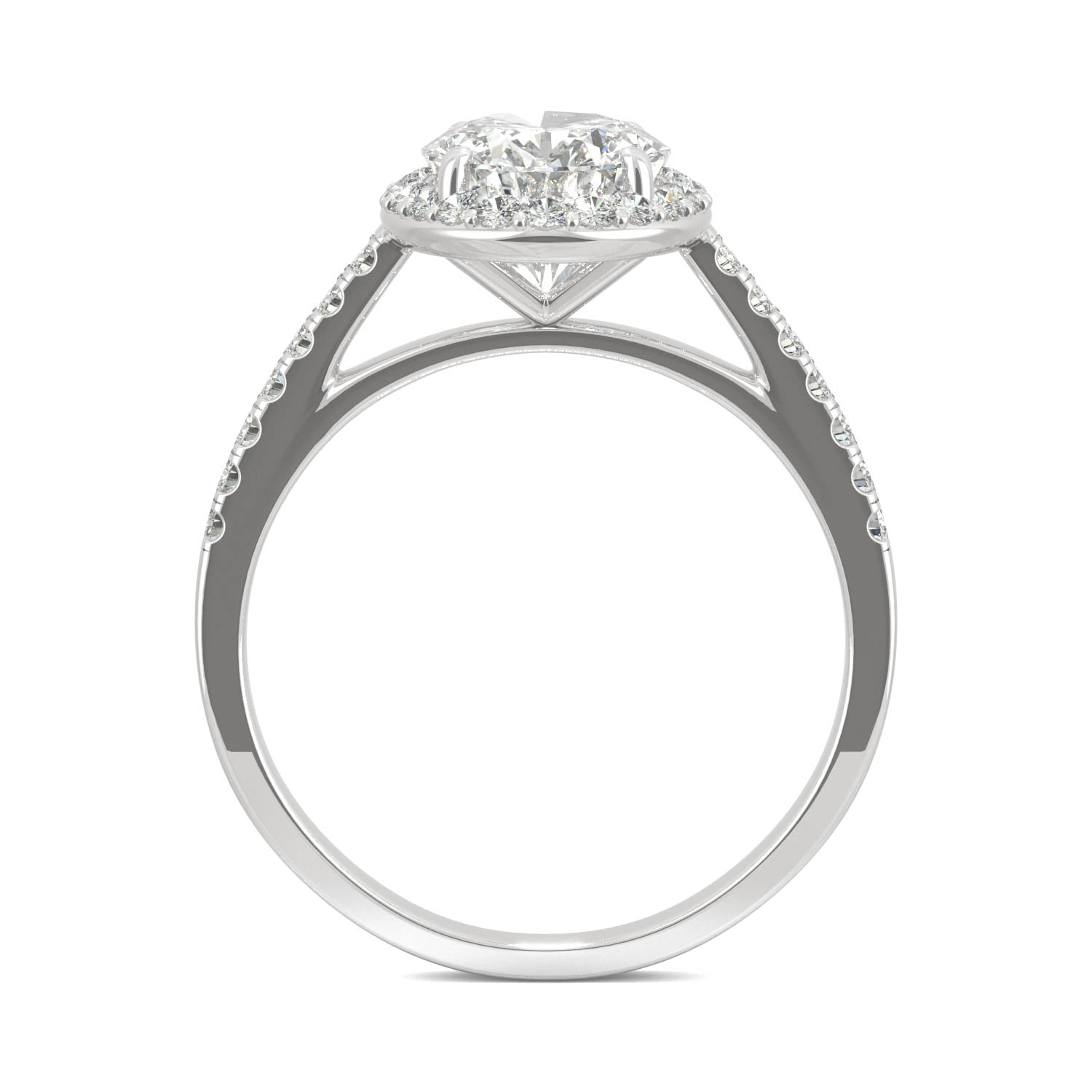 2.39 CTW DEW Oval Forever One™ Moissanite Halo with Side Accents Engagement Ring