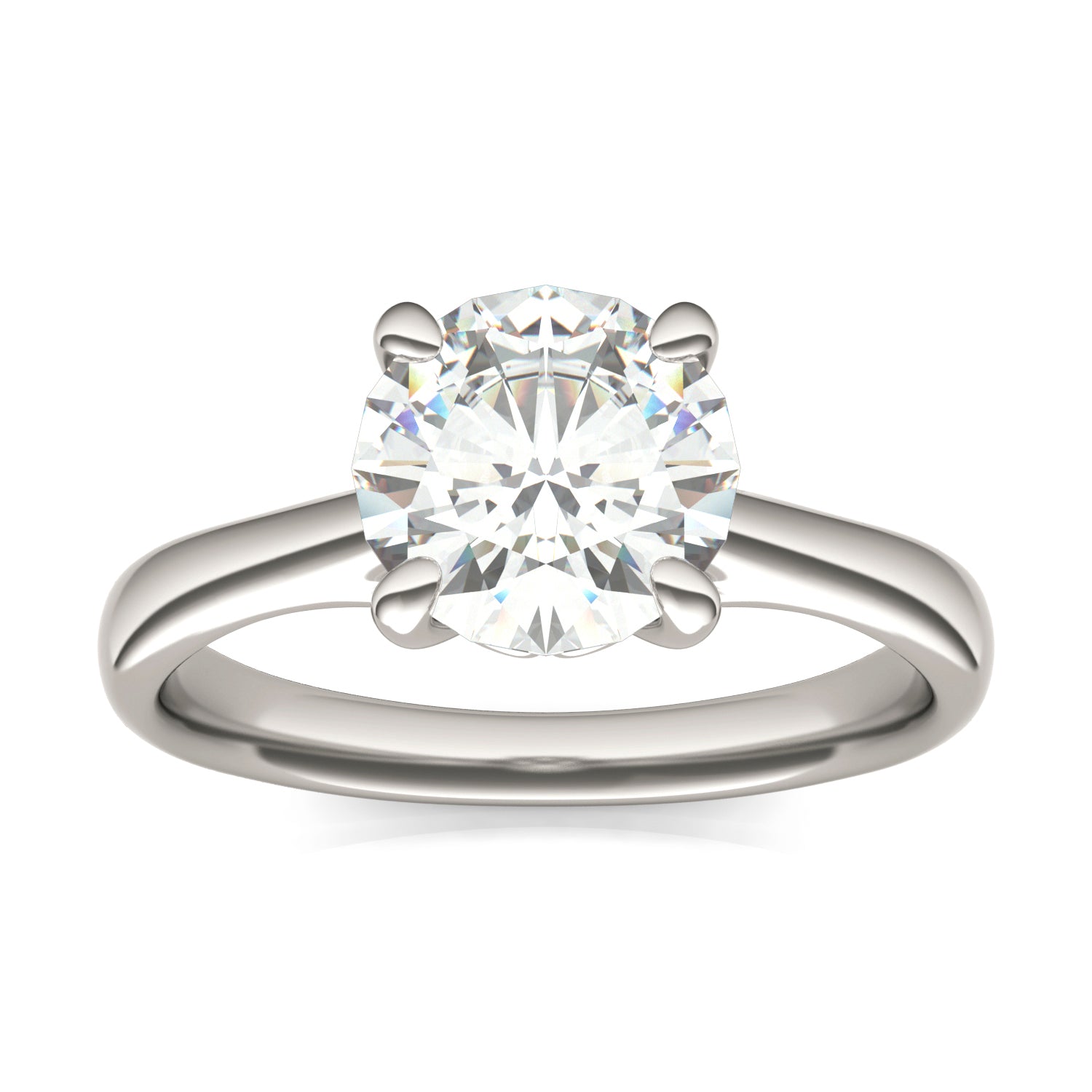 1.90 CTW DEW Round Forever One™ Moissanite Four Prong Solitaire Engagement Ring