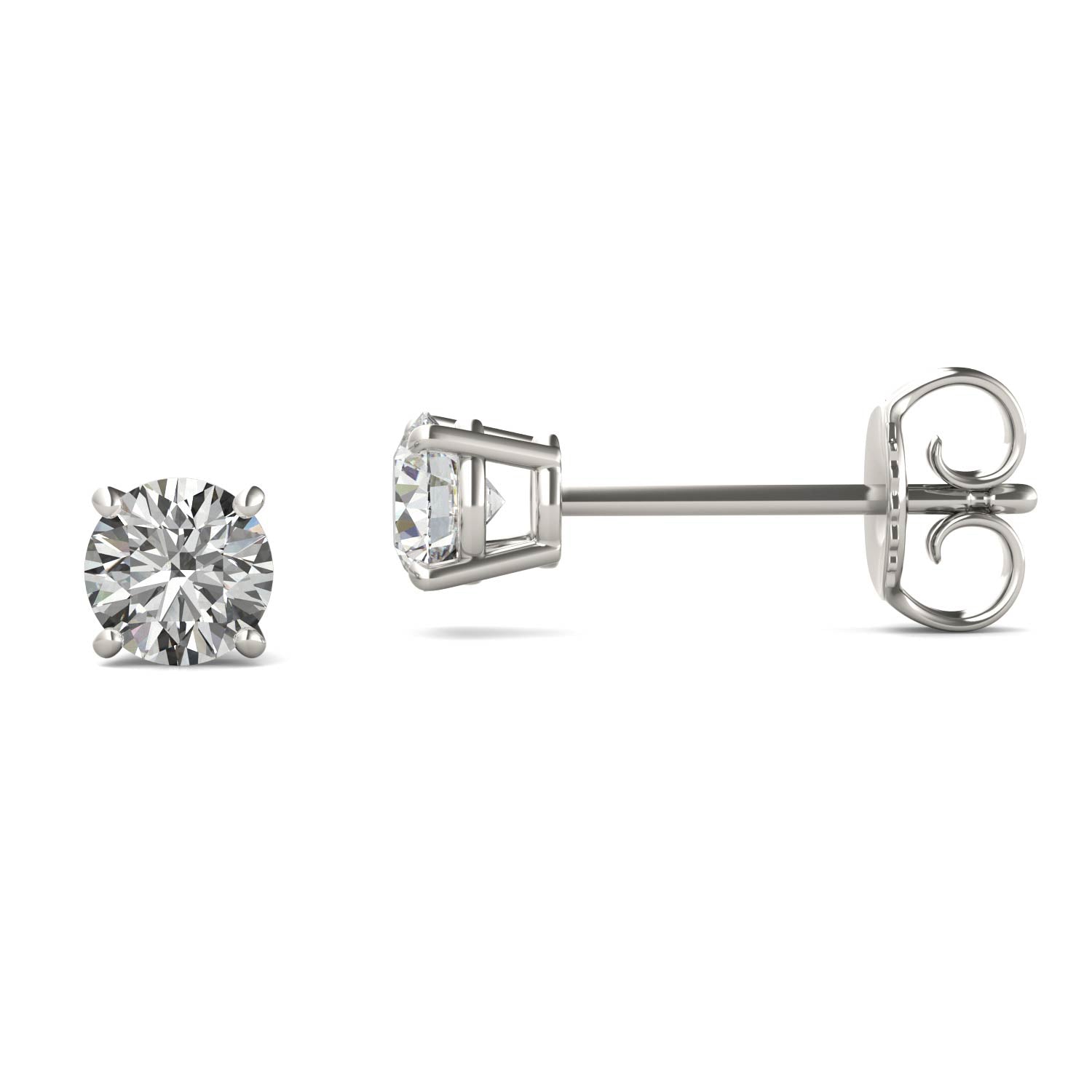0.46 CTW DEW Round Forever One™ Moissanite Four Prong Stud Earrings