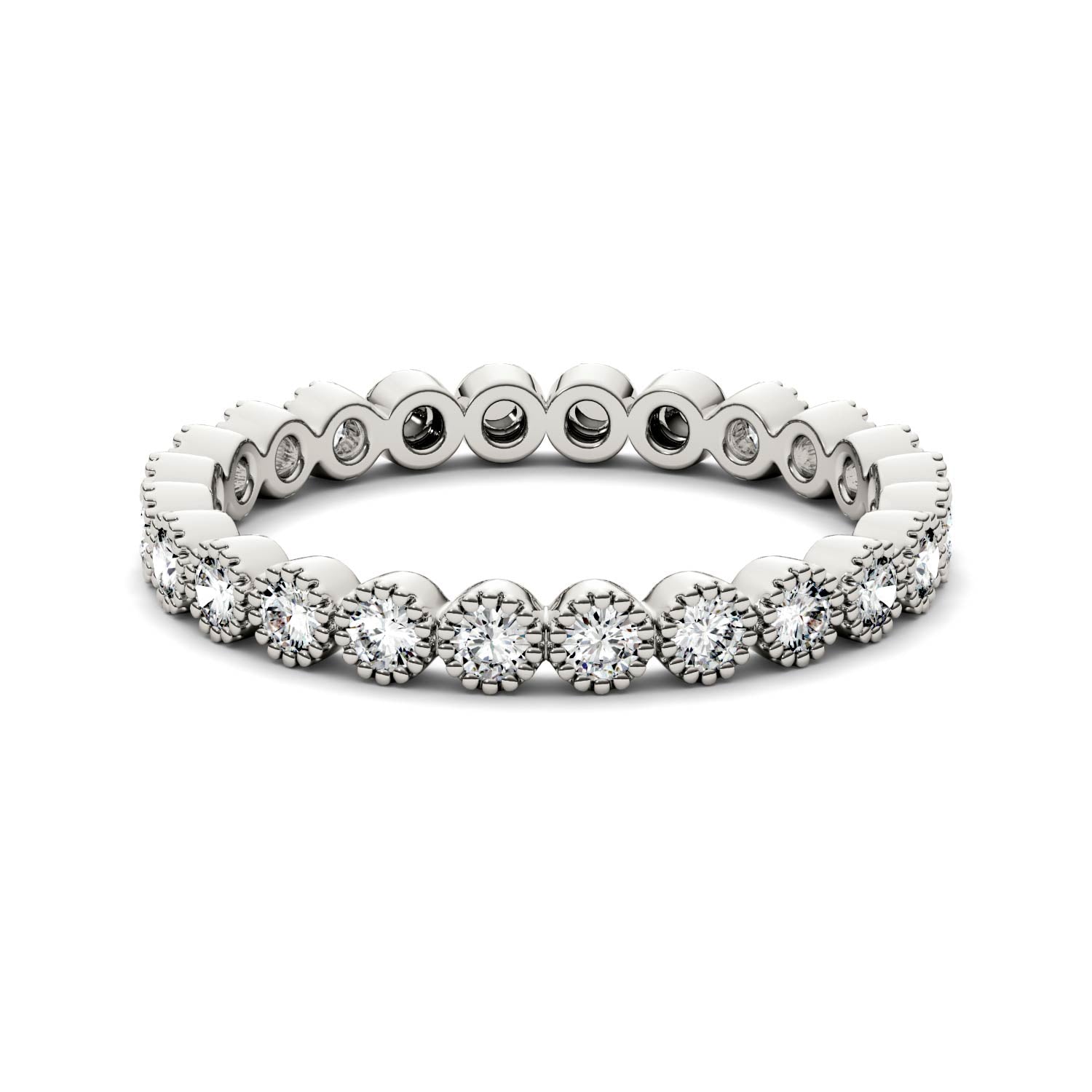 0.45 CTW DEW Round Forever One™ Moissanite Beaded Stackable Ring