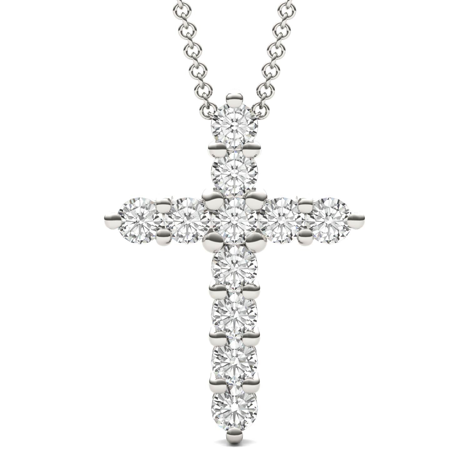 1.10 CTW DEW Round Forever One™ Moissanite Cross Necklace