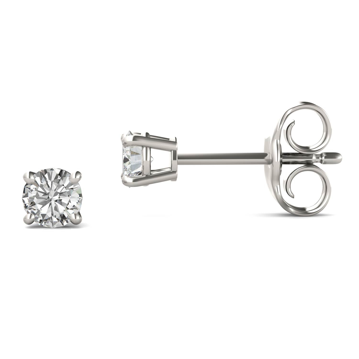 0.20 CTW DEW Round Forever One™ Moissanite Four Prong Stud Earrings