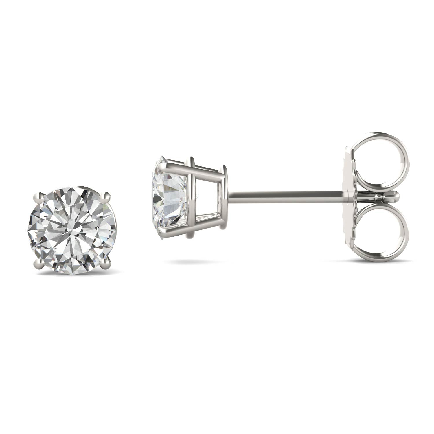 1.20 CTW DEW Round Forever One™ Moissanite Four Prong Stud Earrings
