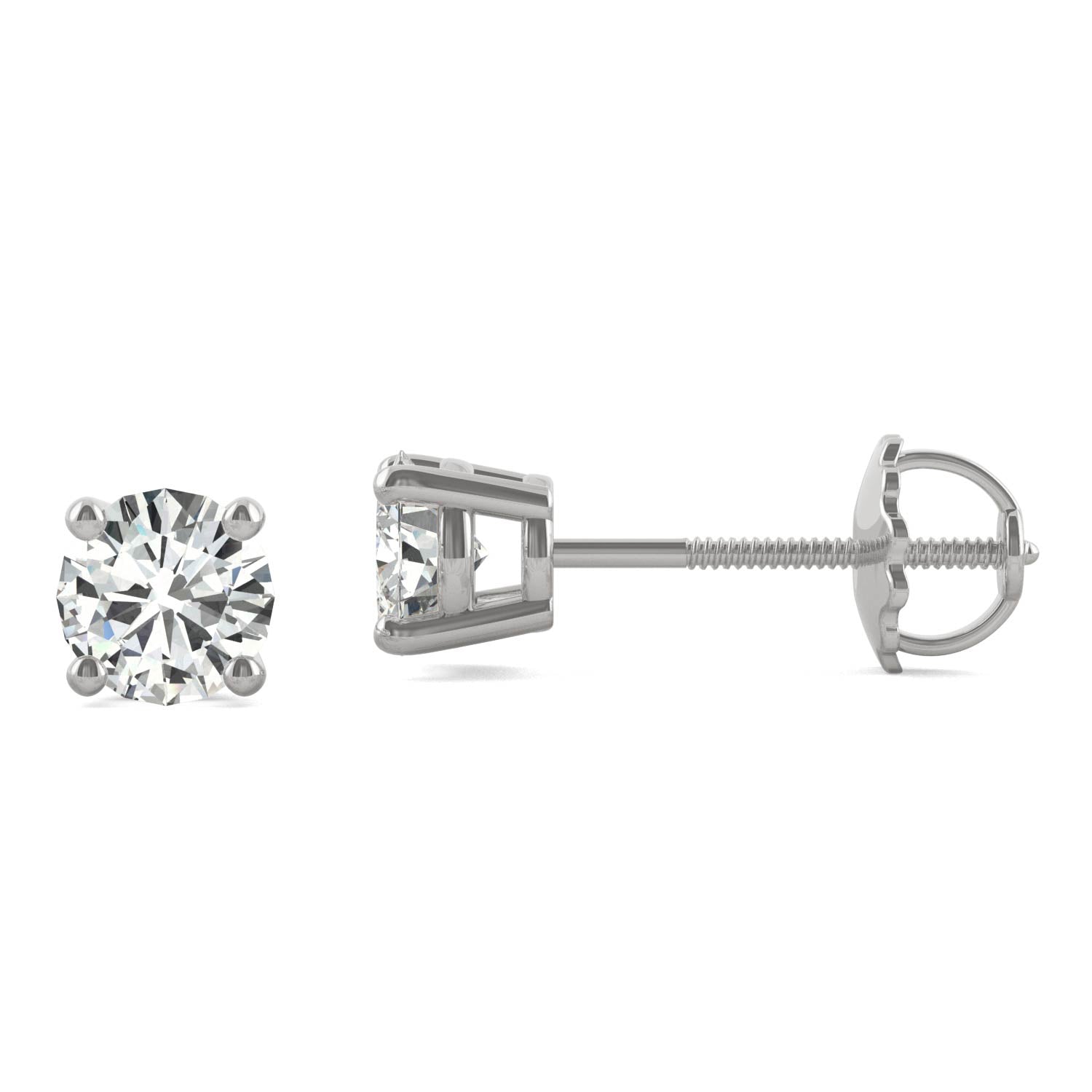 1.00 CTW DEW Round Forever One™ Moissanite Four Prong Stud Earrings