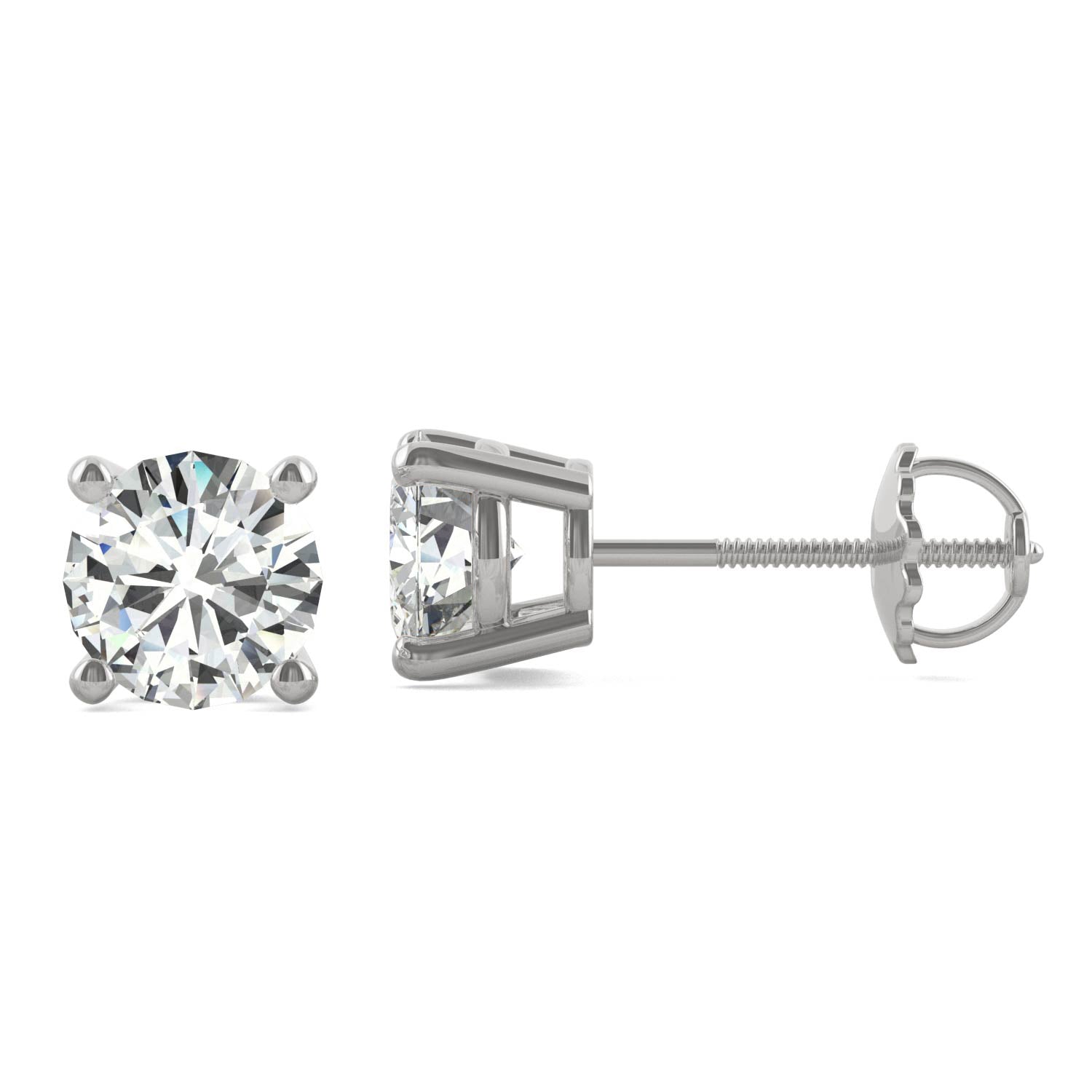 2.00 CTW DEW Round Forever One™ Moissanite Four Prong Stud Earrings