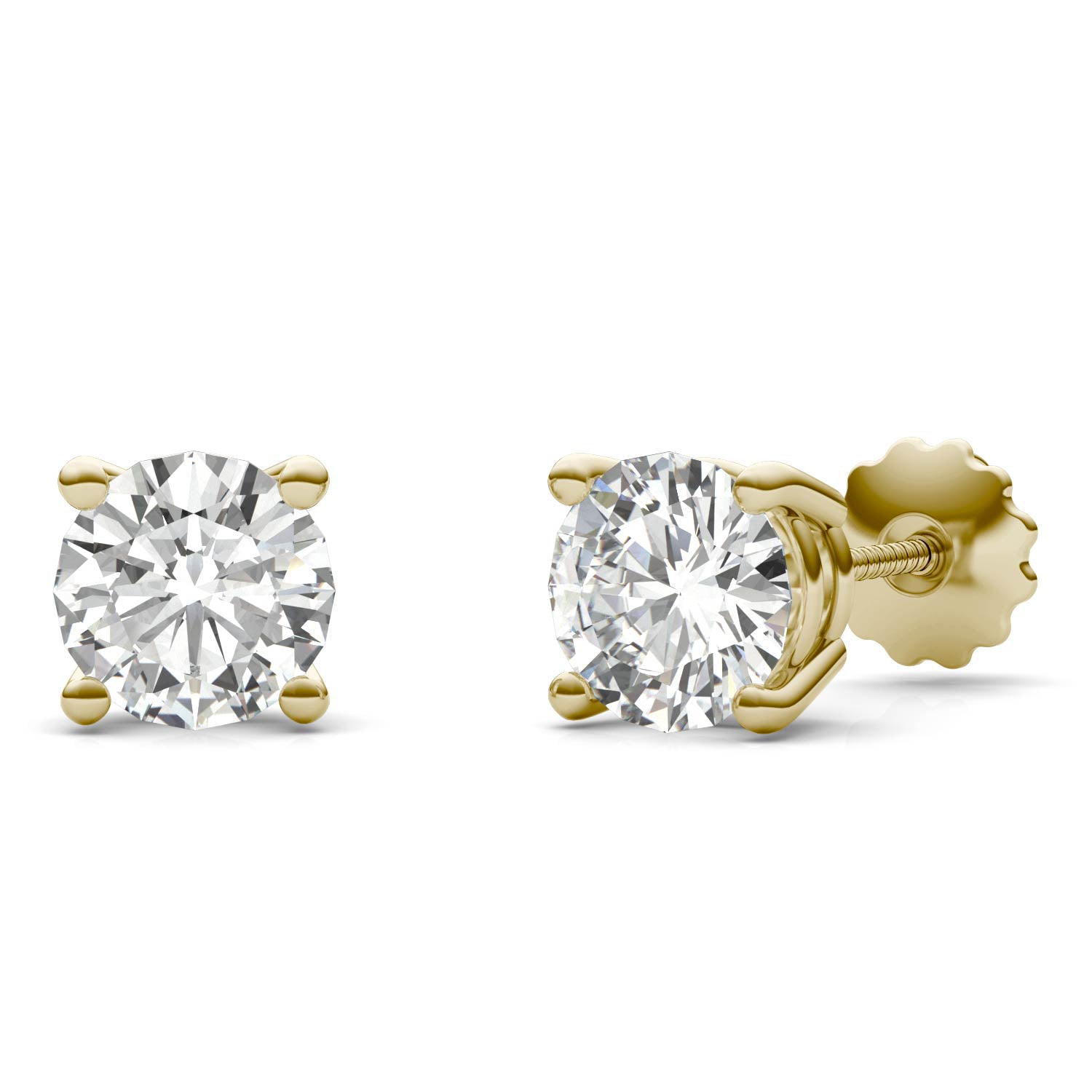 2.00 CTW DEW Round Forever One™ Moissanite Four Prong Stud Earrings
