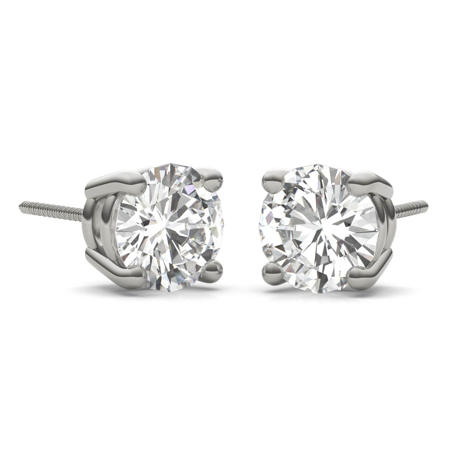 3.00 CTW DEW Round Forever One™ Moissanite Four Prong Stud Earrings