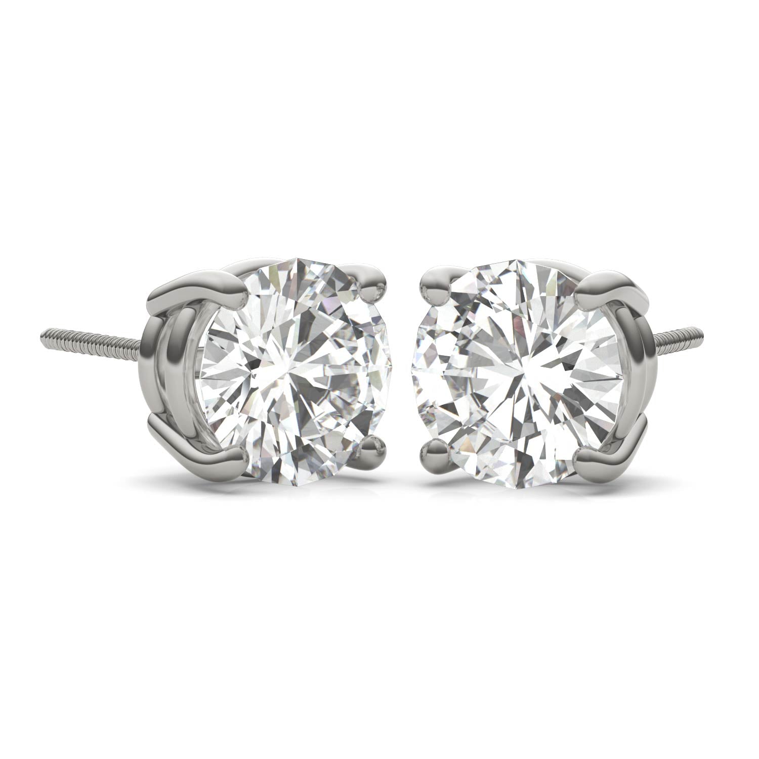 3.80 CTW DEW Round Forever One™ Moissanite Four Prong Stud Earrings