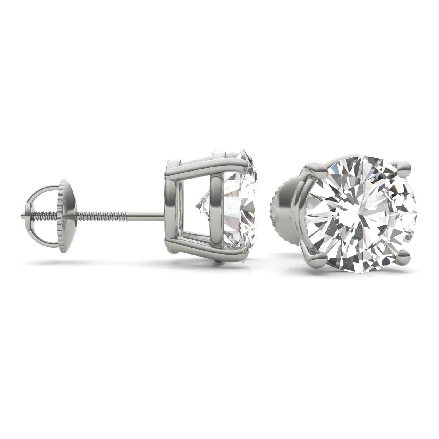 5.40 CTW DEW Round Forever One™ Moissanite Four Prong Stud Earrings