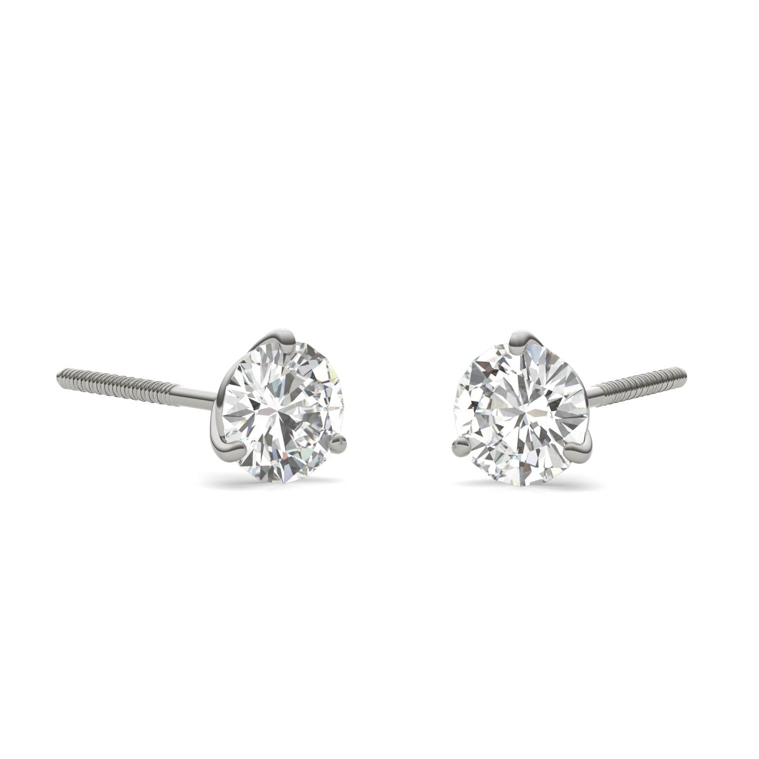 1.00 CTW DEW Round Forever One™ Moissanite Three Prong Martini Stud Earrings