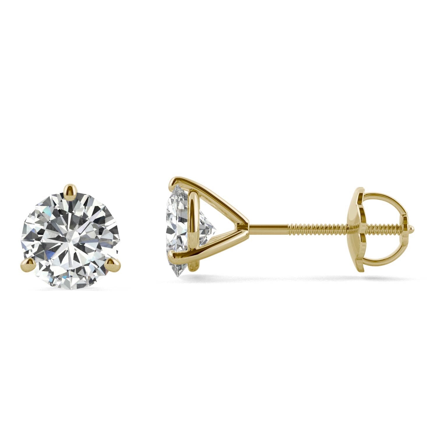 2.00 CTW DEW Round Forever One™ Moissanite Three Prong Martini Stud Screw-Back Earrings