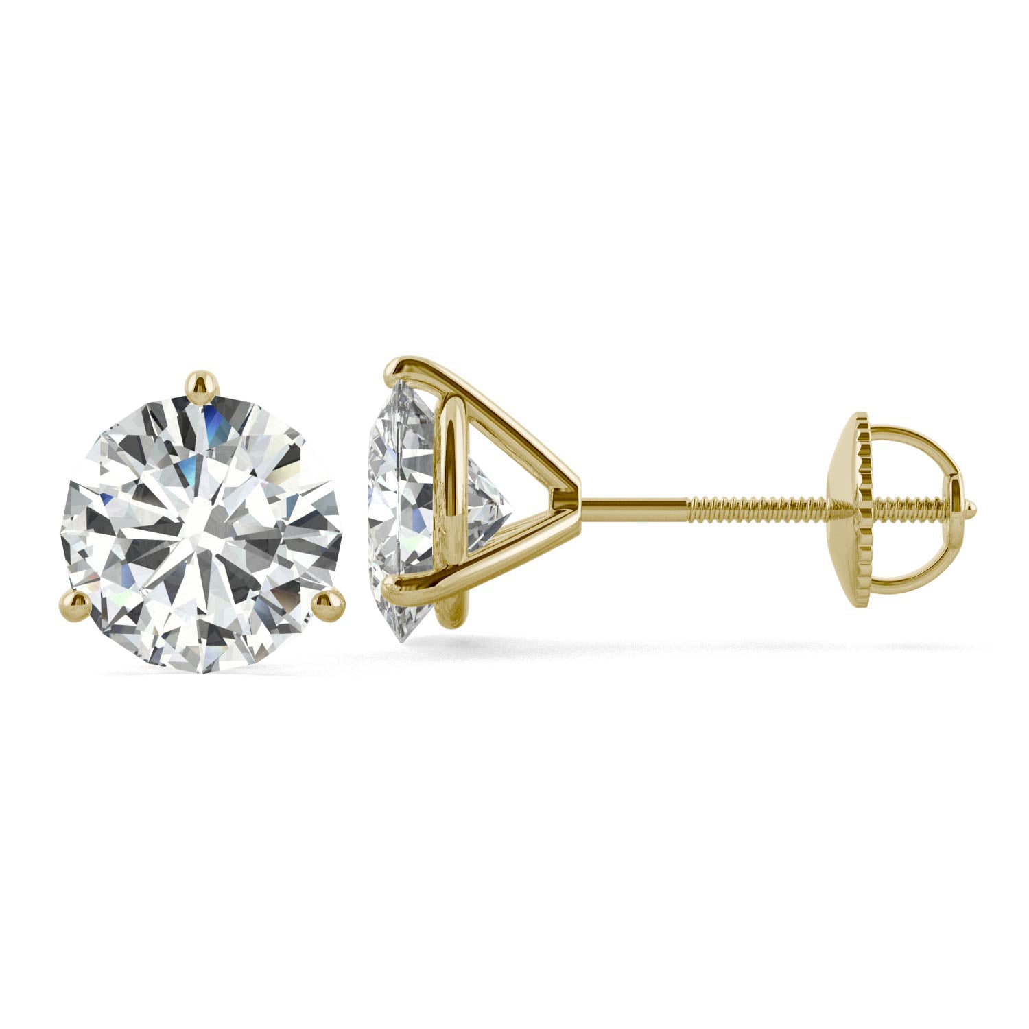 3.80 CTW DEW Round Forever One™ Moissanite Three Prong Martini Stud Earrings