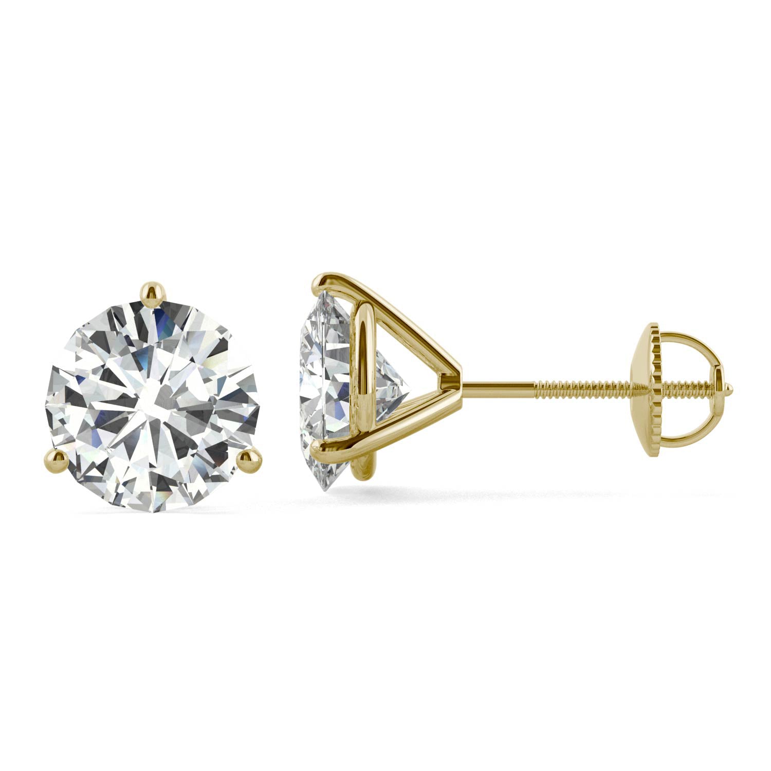 5.40 CTW DEW Round Forever One™ Moissanite Three Prong Martini Stud Earrings