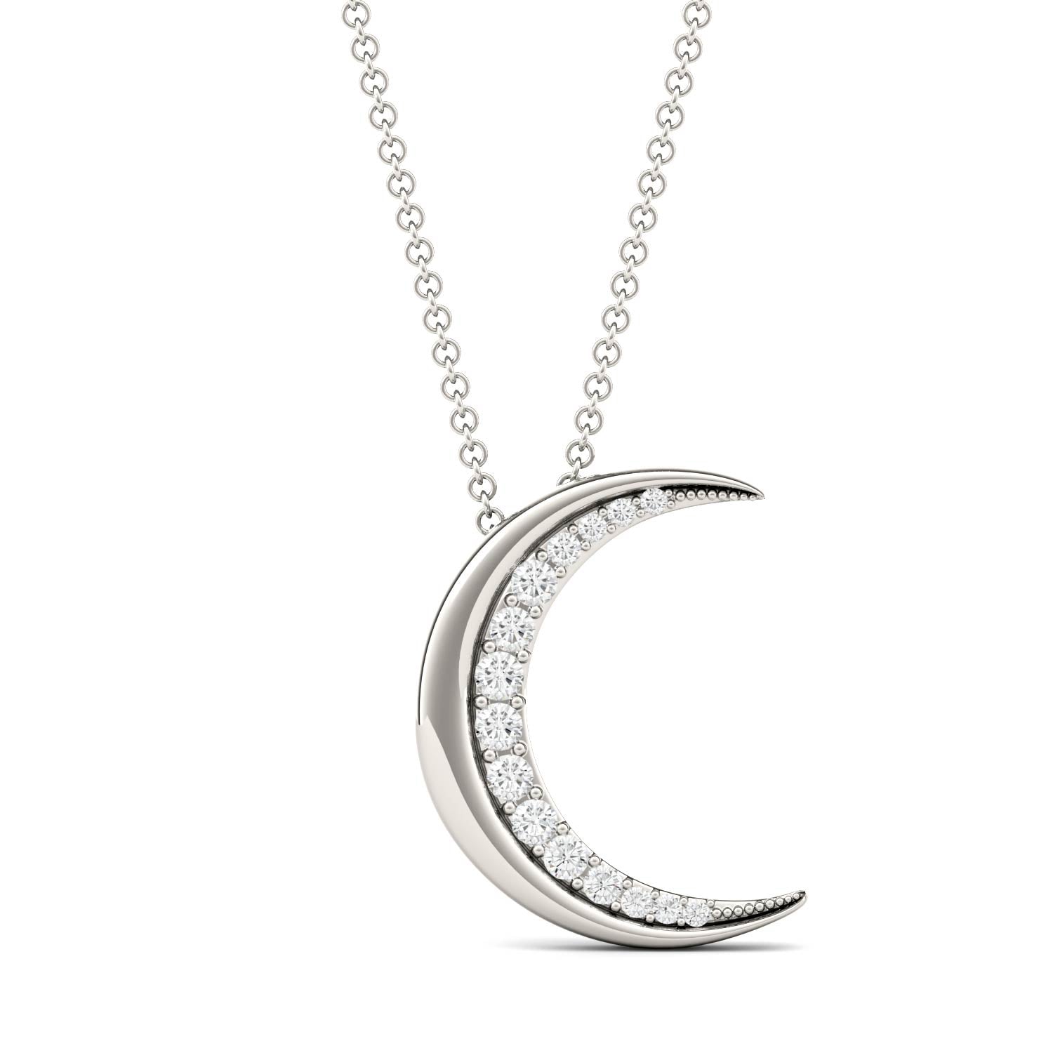 0.19 CTW DEW Round Forever One™ Moissanite Moon Necklace