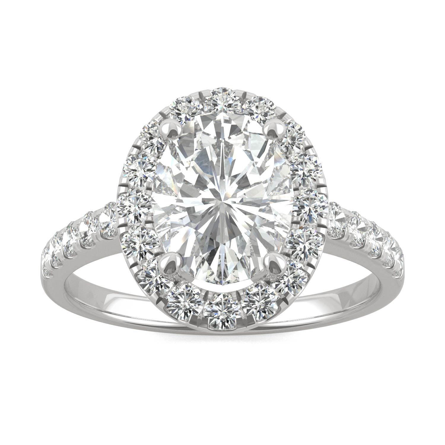 2.69 CTW DEW Oval Forever One™ Moissanite Halo Engagement Ring