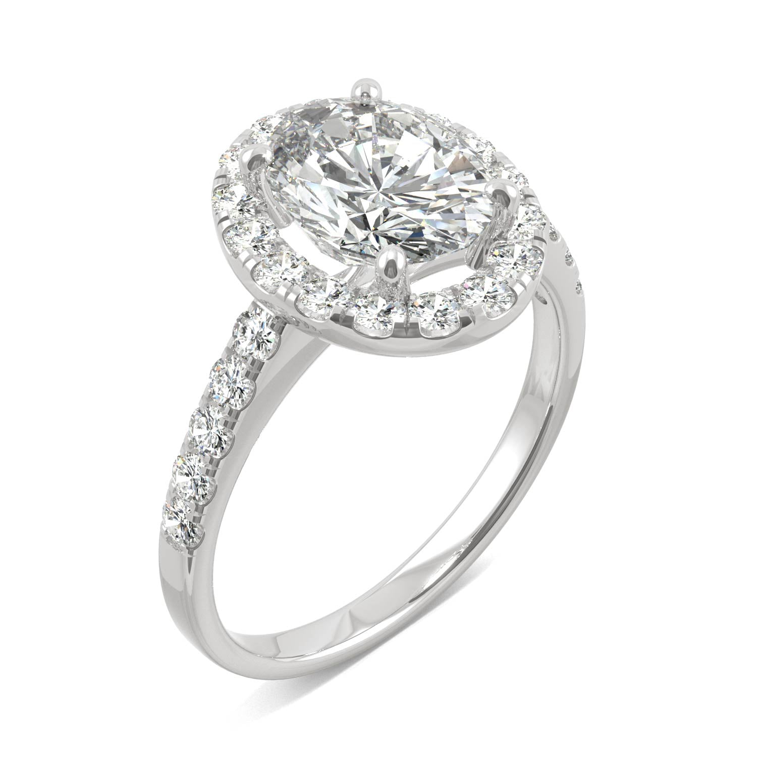 2.69 CTW DEW Oval Forever One™ Moissanite Halo Engagement Ring