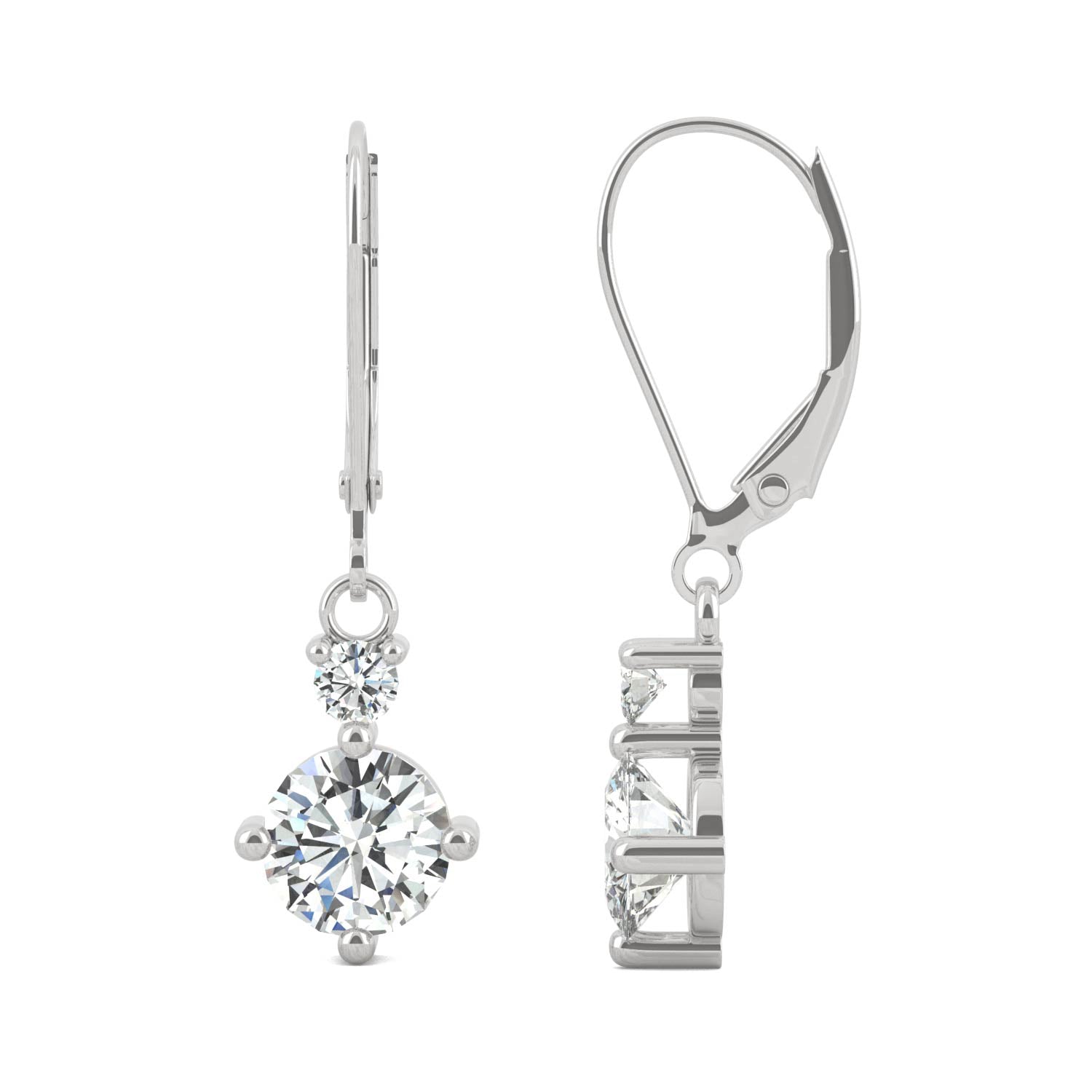 1.72 CTW DEW Round Moissanite by Charles & Colvard® Drop Leverback Earrings