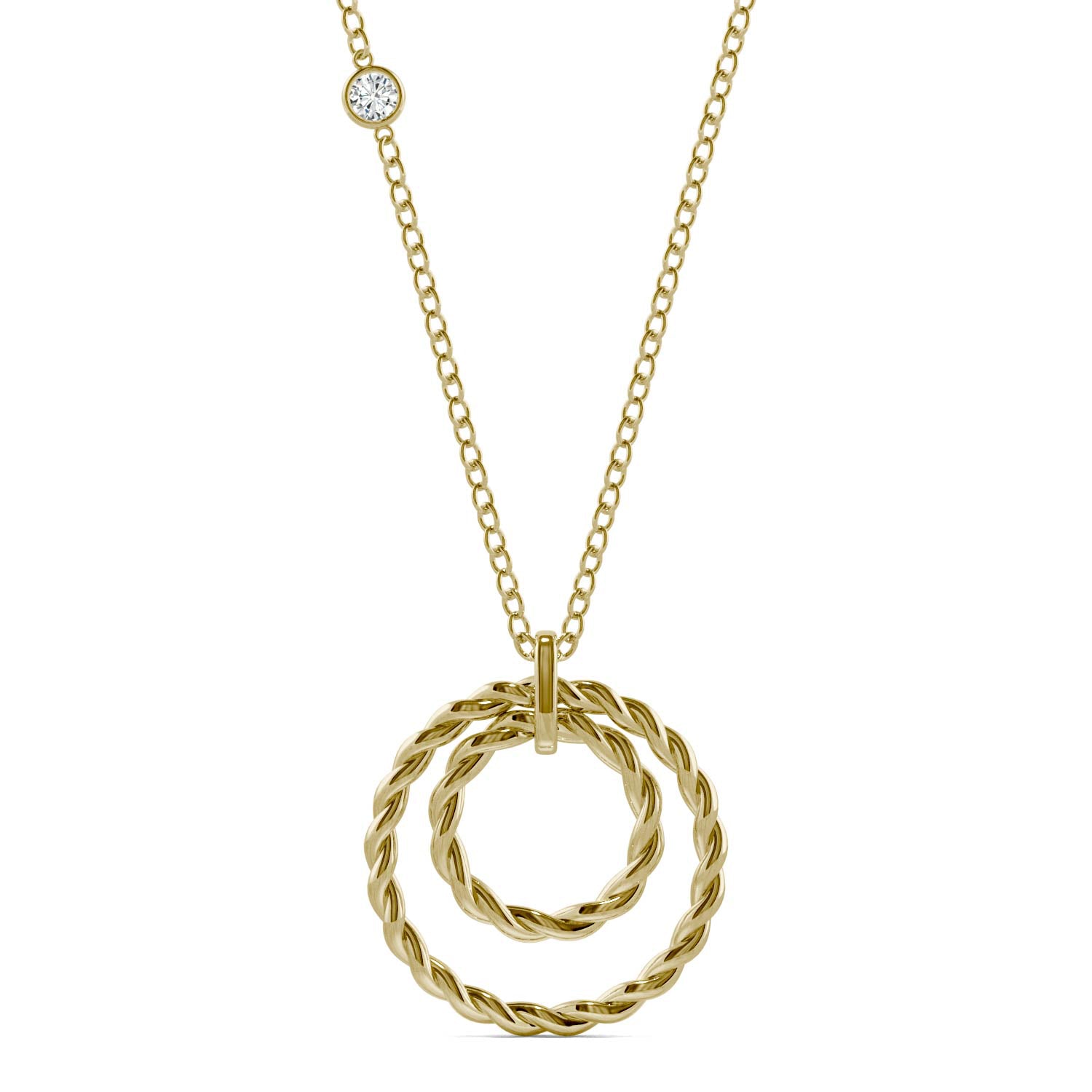 Round Forever One™ Moissanite Ouro Collection Double Rope Circle Necklace