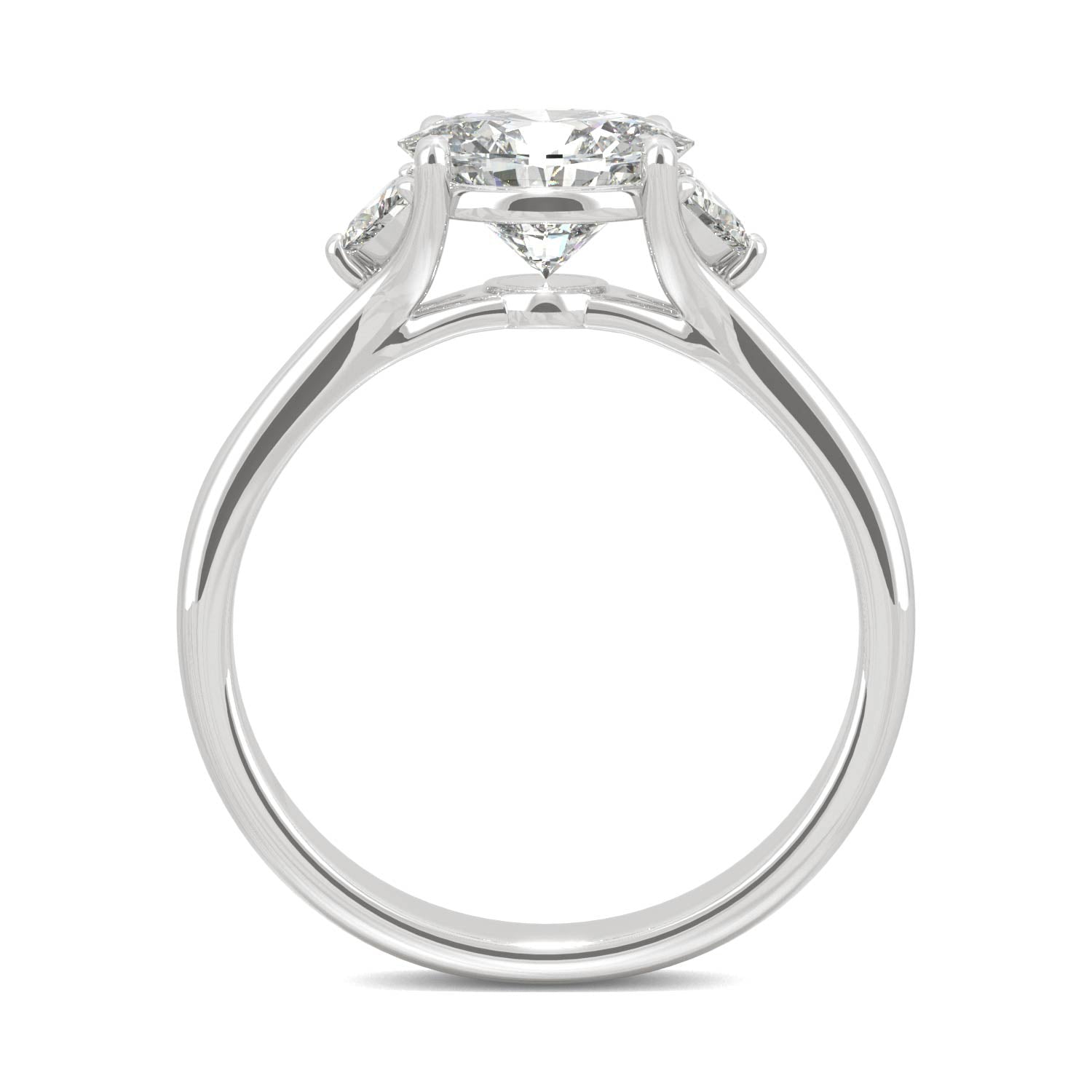 1.69 CTW DEW Oval Forever One™ Moissanite Signature East-West Oval Three Stone Ring