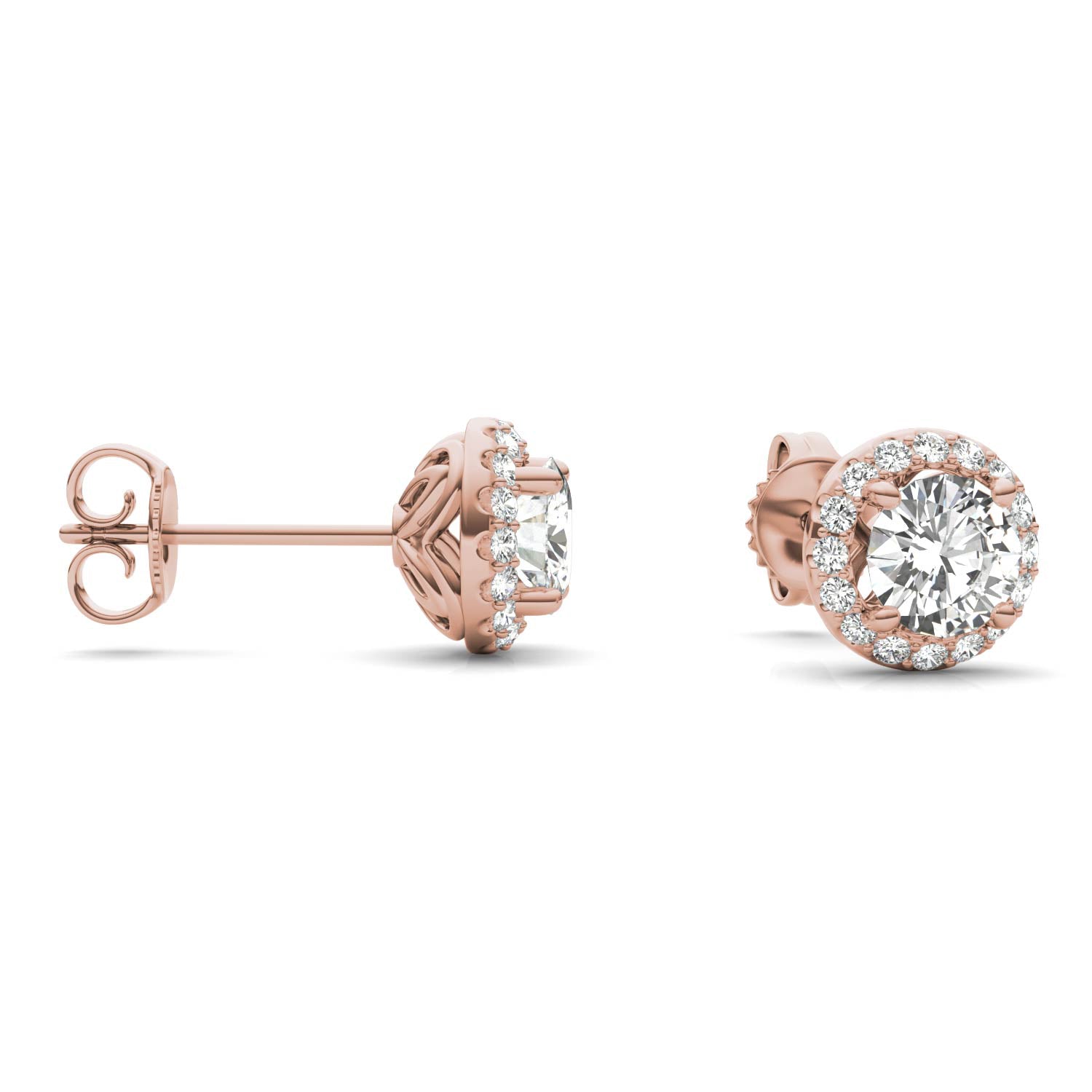 1.18 CTW DEW Round Forever One™ Moissanite Signature Halo Earrings