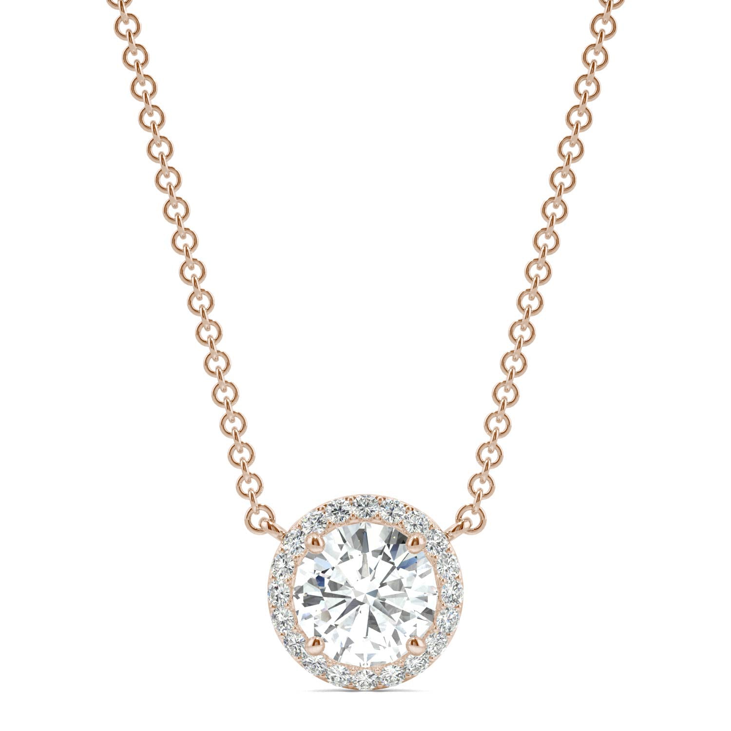 0.92 CTW DEW Round Forever One™ Moissanite Signature Cluster Halo Necklace