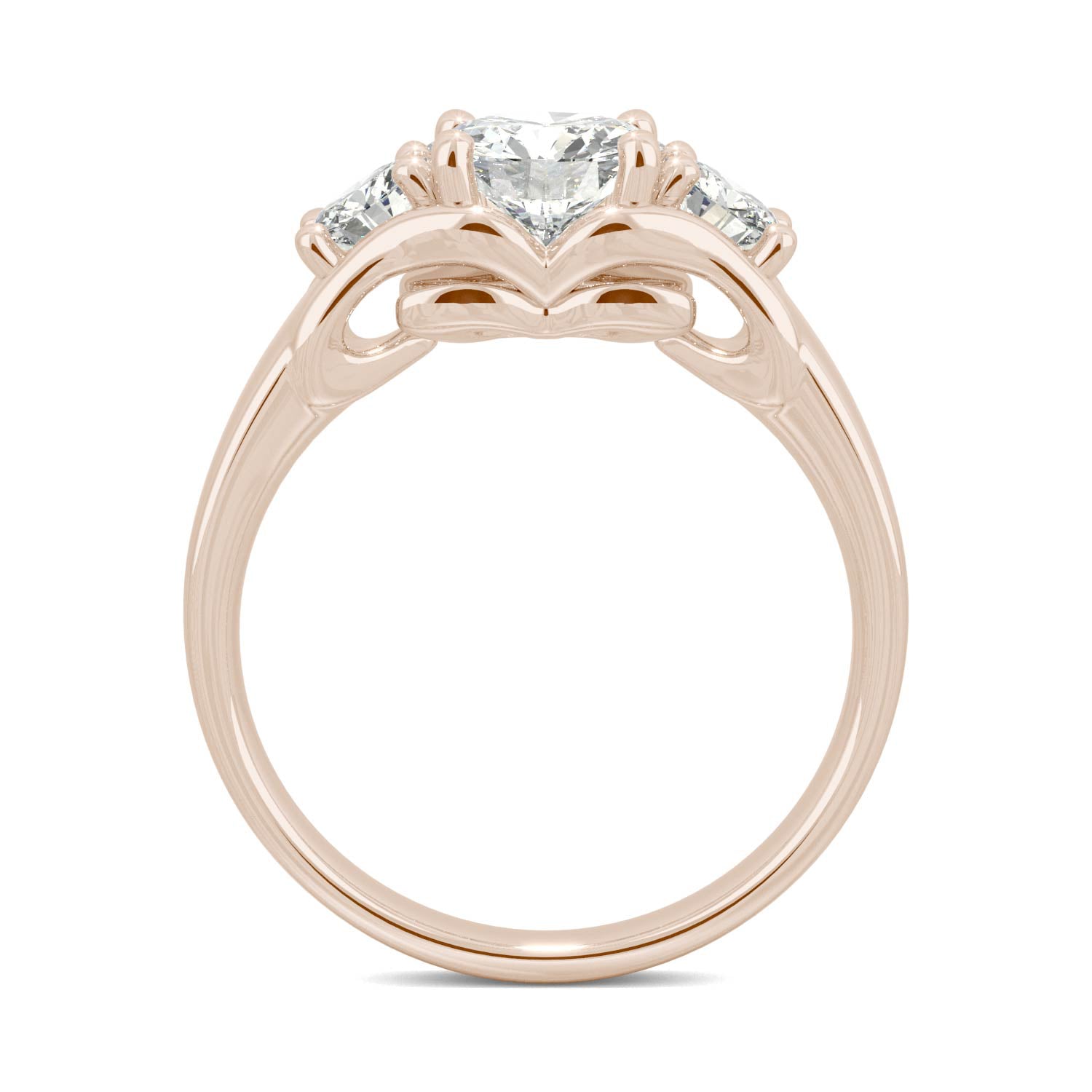 1.52 CTW DEW Round Forever One™ Moissanite Signature Three Stone Engagement Ring