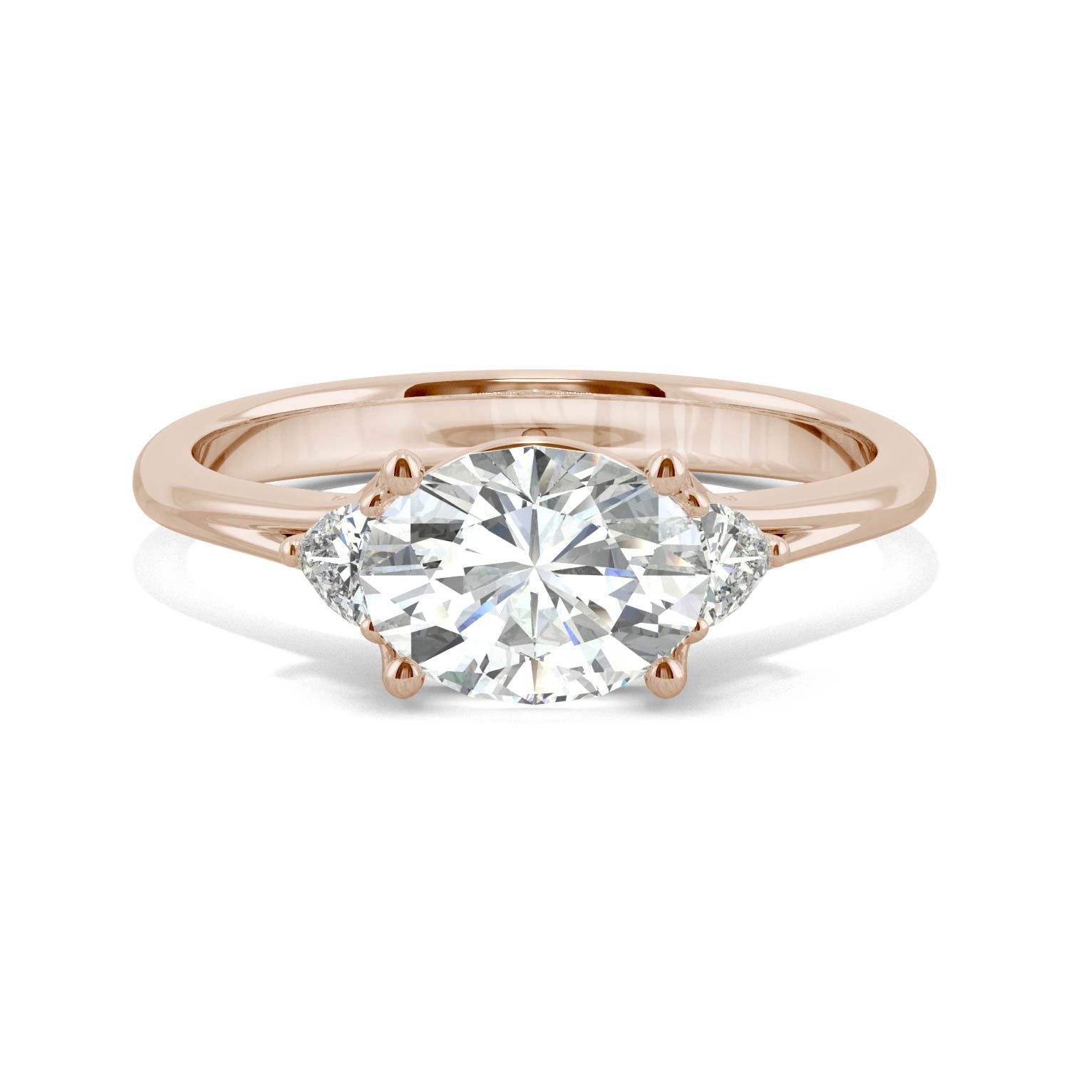 1.69 CTW DEW Oval Forever One™ Moissanite Signature East-West Oval Three Stone Ring