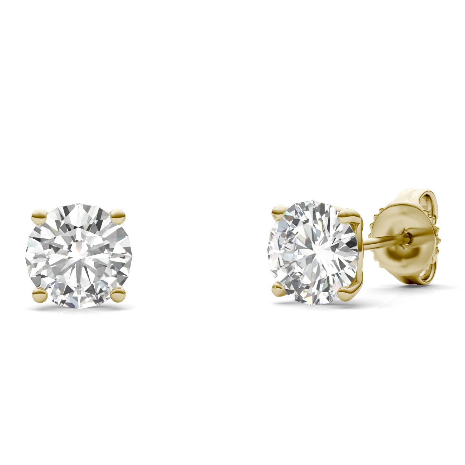 1.61 CTW DEW Round Forever One™ Signature Moissanite Basket Stud Earrings