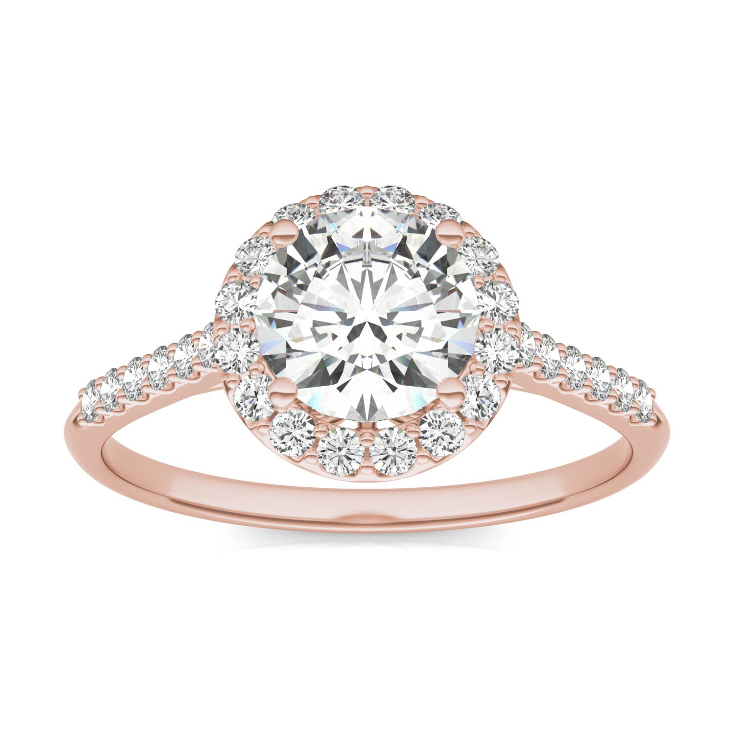 1.33 CTW DEW Round Forever One™ Moissanite Signature Halo with Side Accents Engagement Ring