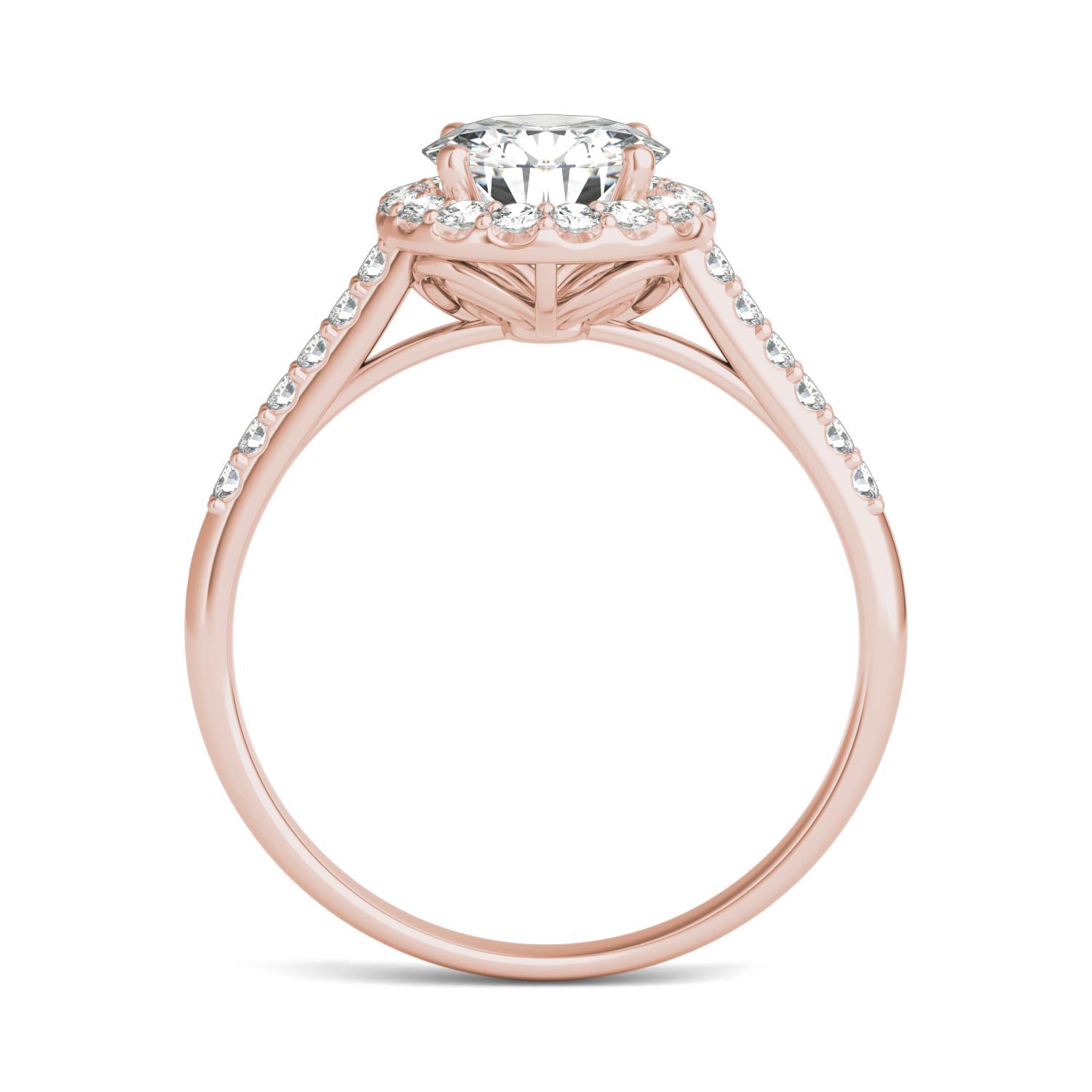 1.33 CTW DEW Round Forever One™ Moissanite Signature Halo with Side Accents Engagement Ring