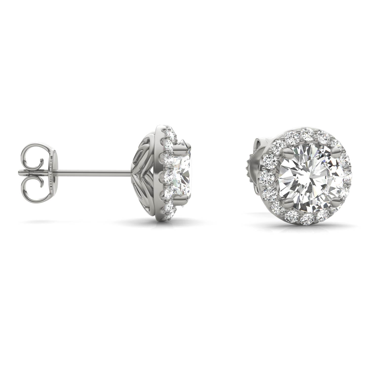 2.40 CTW DEW Round Forever One™ Signature Moissanite Halo Earrings