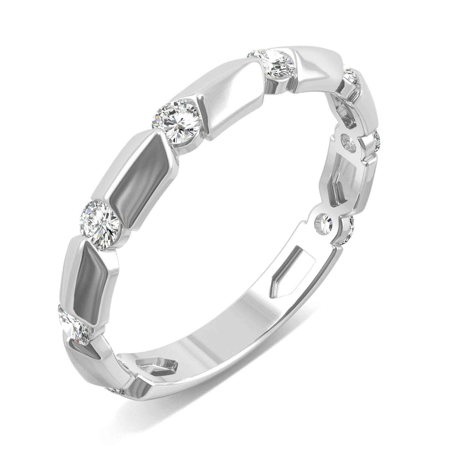 0.48 CTW DEW Round Forever Bright™ Moissanite Eight Stone Ring