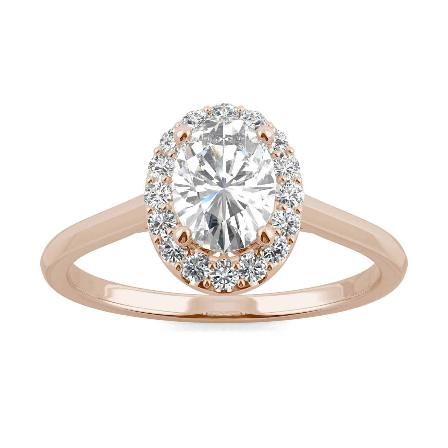 1.08 CTW DEW Oval Forever One™ Moissanite Signature Halo Engagement Ring