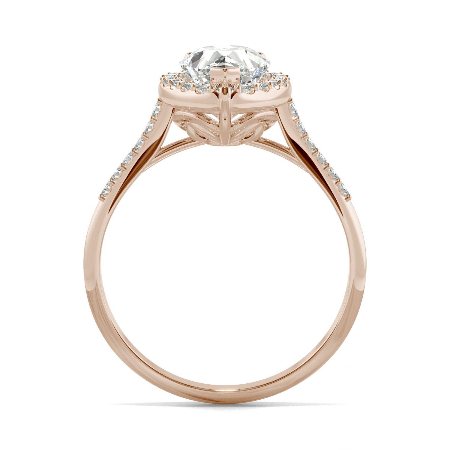 1.84 CTW DEW Pear Forever One™ Moissanite Signature Halo with Side Stones Engagement Ring