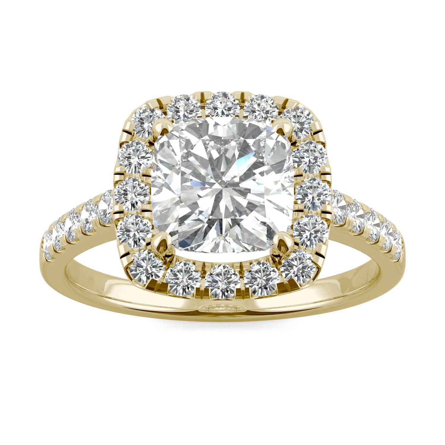 2.59 CTW DEW Cushion Forever One™ Moissanite Halo Engagement Ring