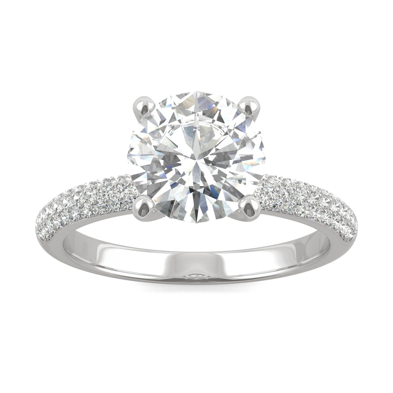 2.13 CTW DEW Round Forever One™ Moissanite Pave Engagement Ring