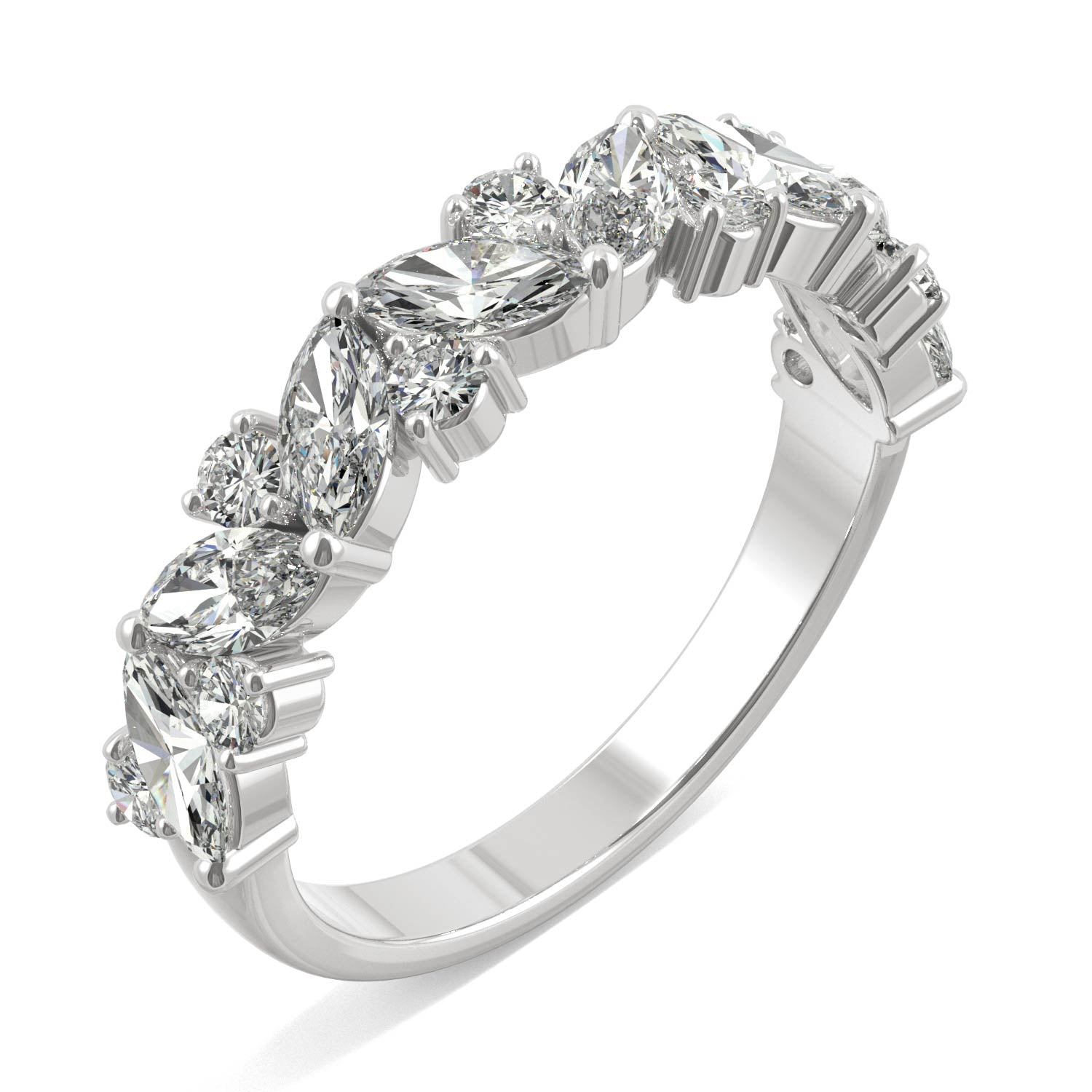 1.31 CTW DEW Marquise Forever One™ Moissanite Accented Anniversary Band Ring