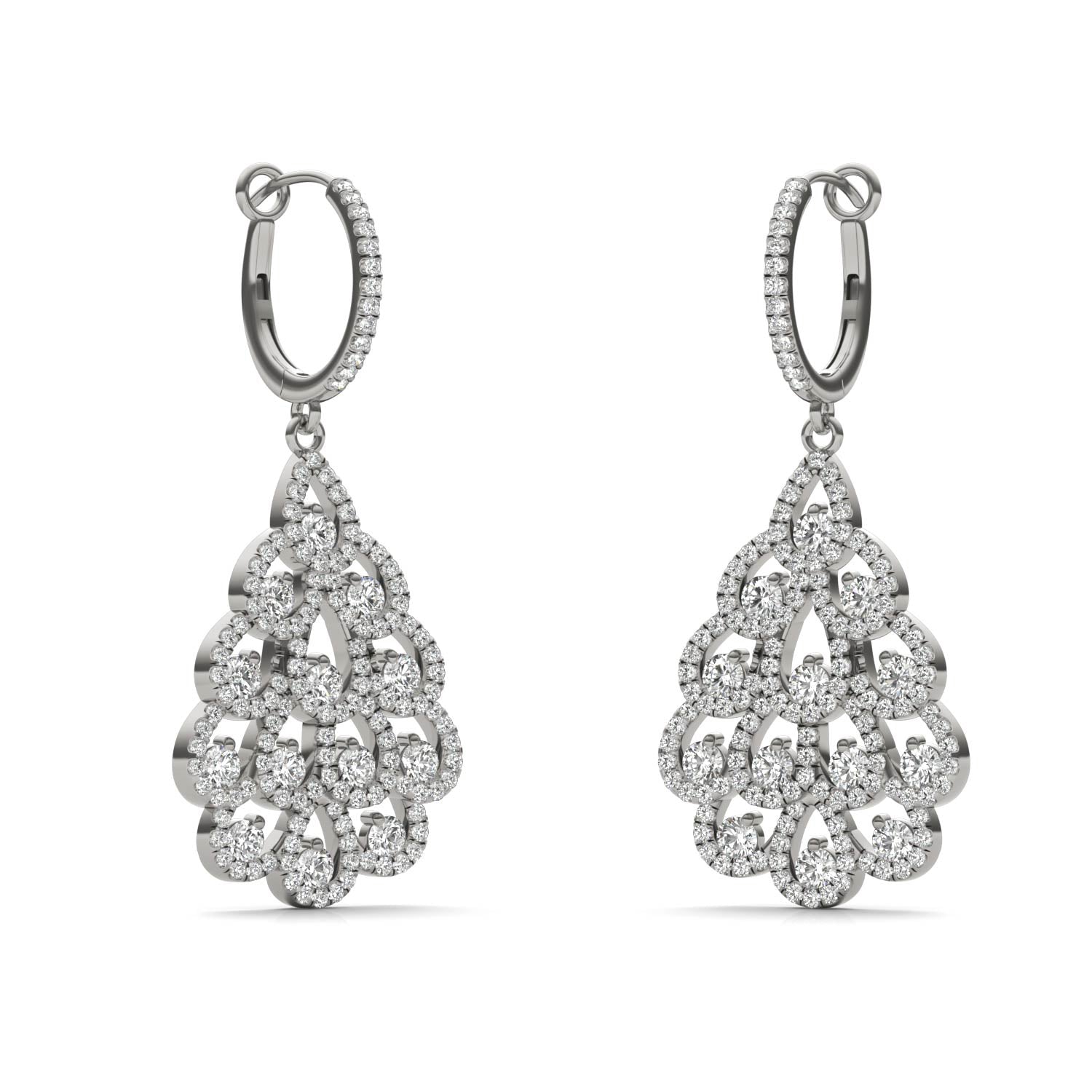 1 3/4 CTW Round Caydia® Lab Grown Diamond Fan Drop Earrings