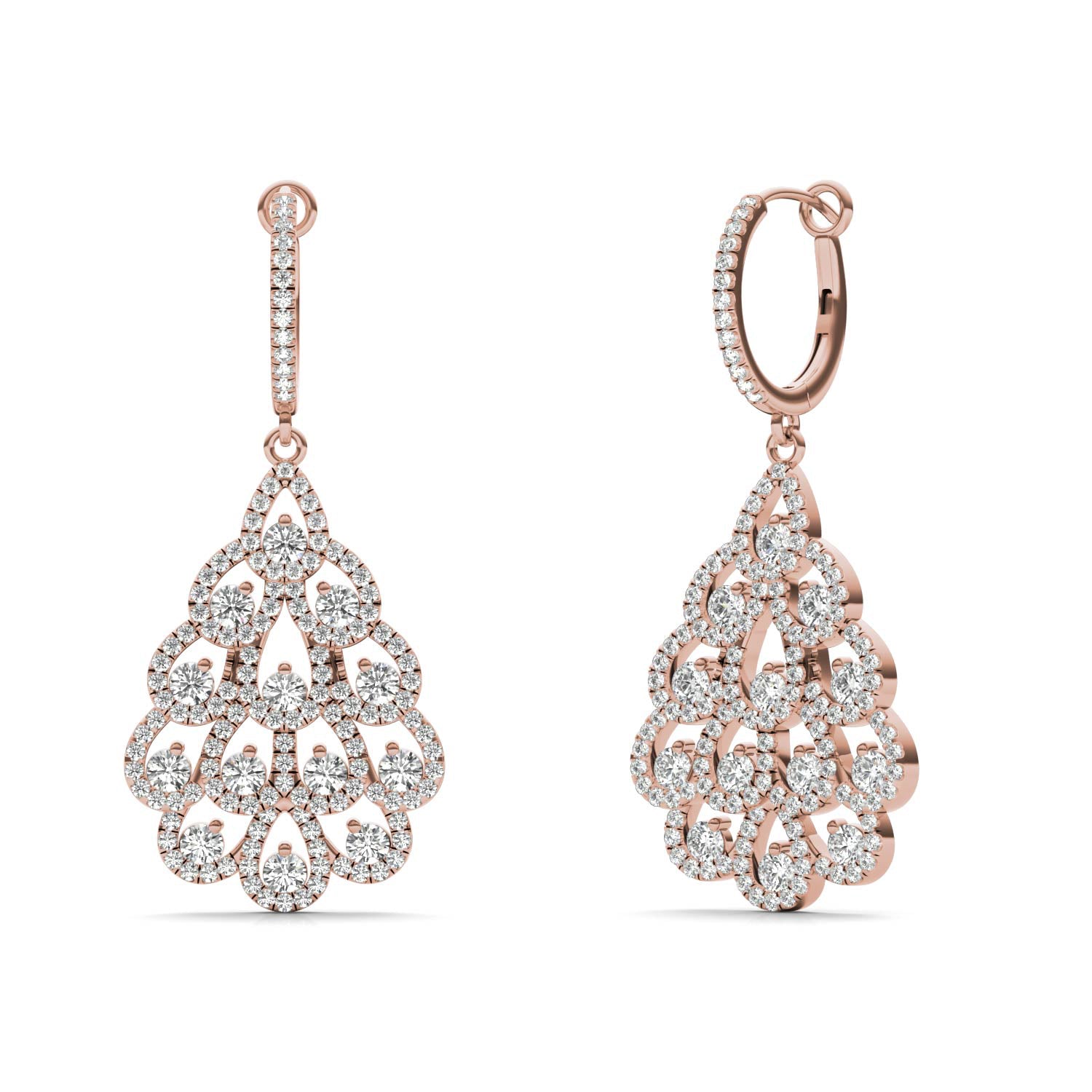 1 3/4 CTW Round Caydia® Lab Grown Diamond Fan Drop Earrings