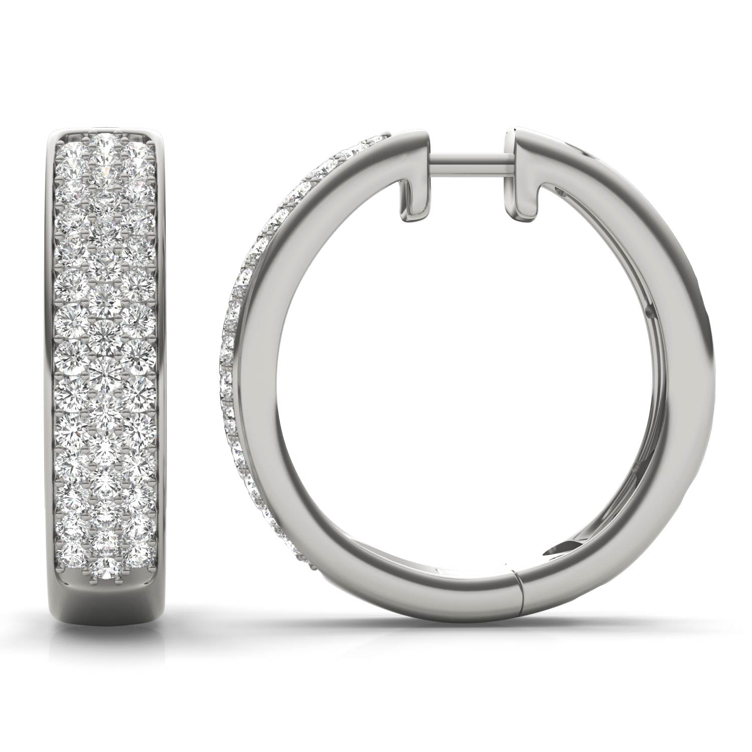 1 1/6 CTW Round Caydia® Lab Grown Diamond Pavé Hoop Earrings
