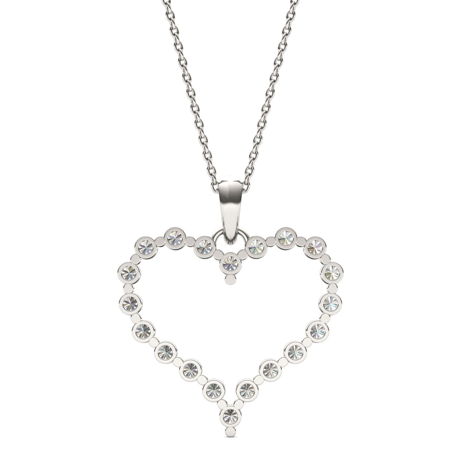 1 CTW Round Caydia® Lab Grown Diamond Shared Prong Heart Pendant Necklace