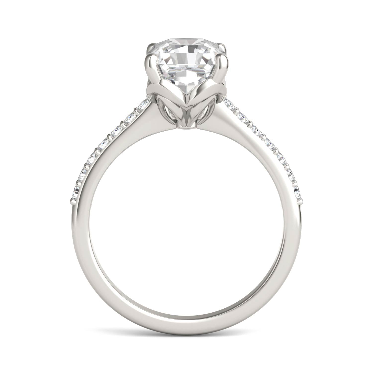 2.93 CTW DEW Radiant Forever One™ Moissanite Signature Solitaire with Side Accents Engagement Ring