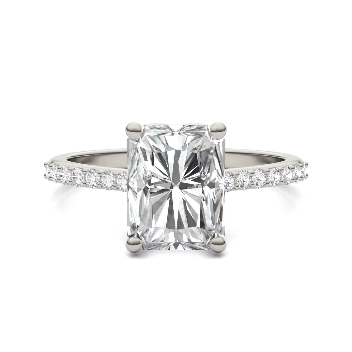 2.93 CTW DEW Radiant Forever One™ Moissanite Signature Solitaire with Side Accents Engagement Ring