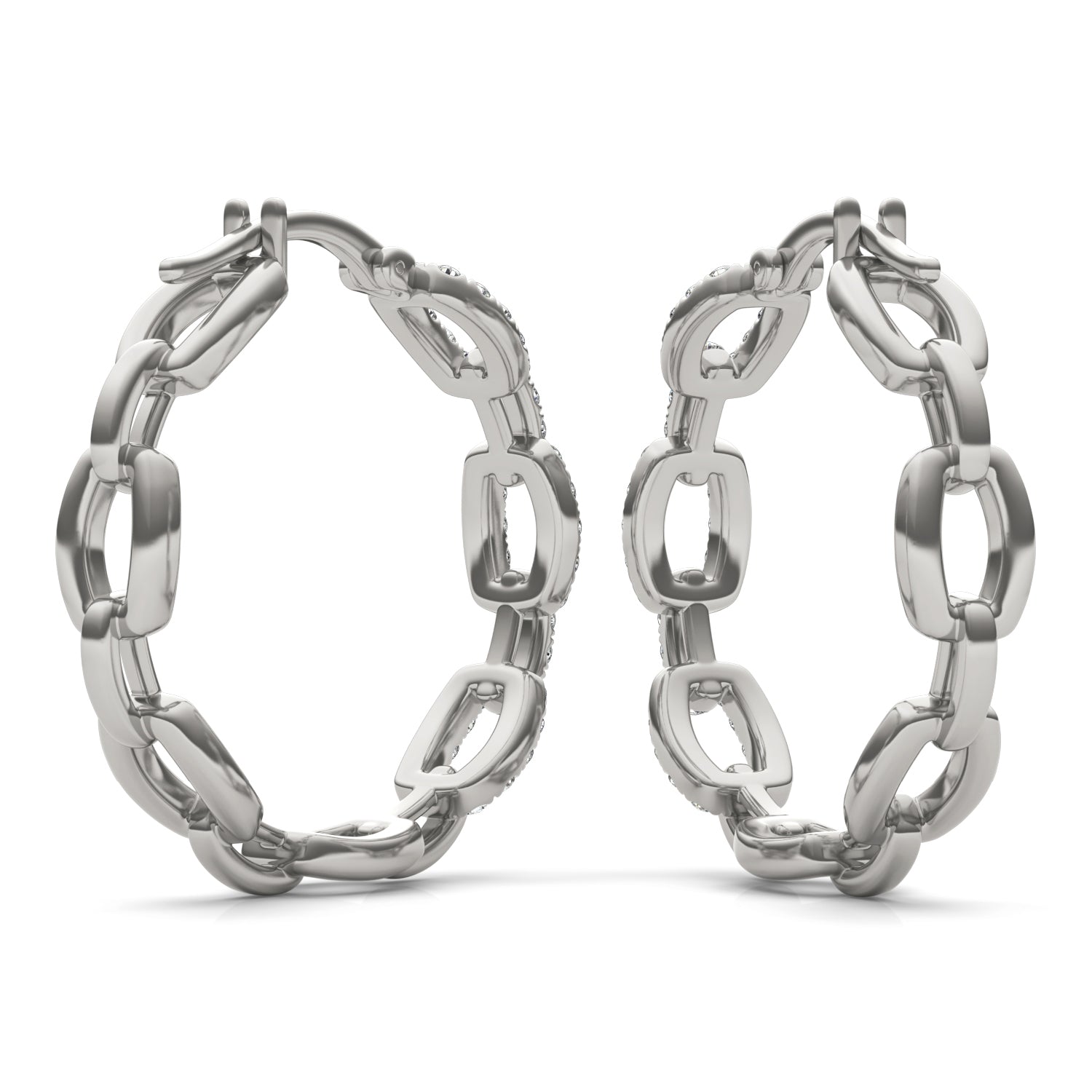 2/3 CTW Round Caydia® Lab Grown Diamond Oval Chain Link Hoop Earrings