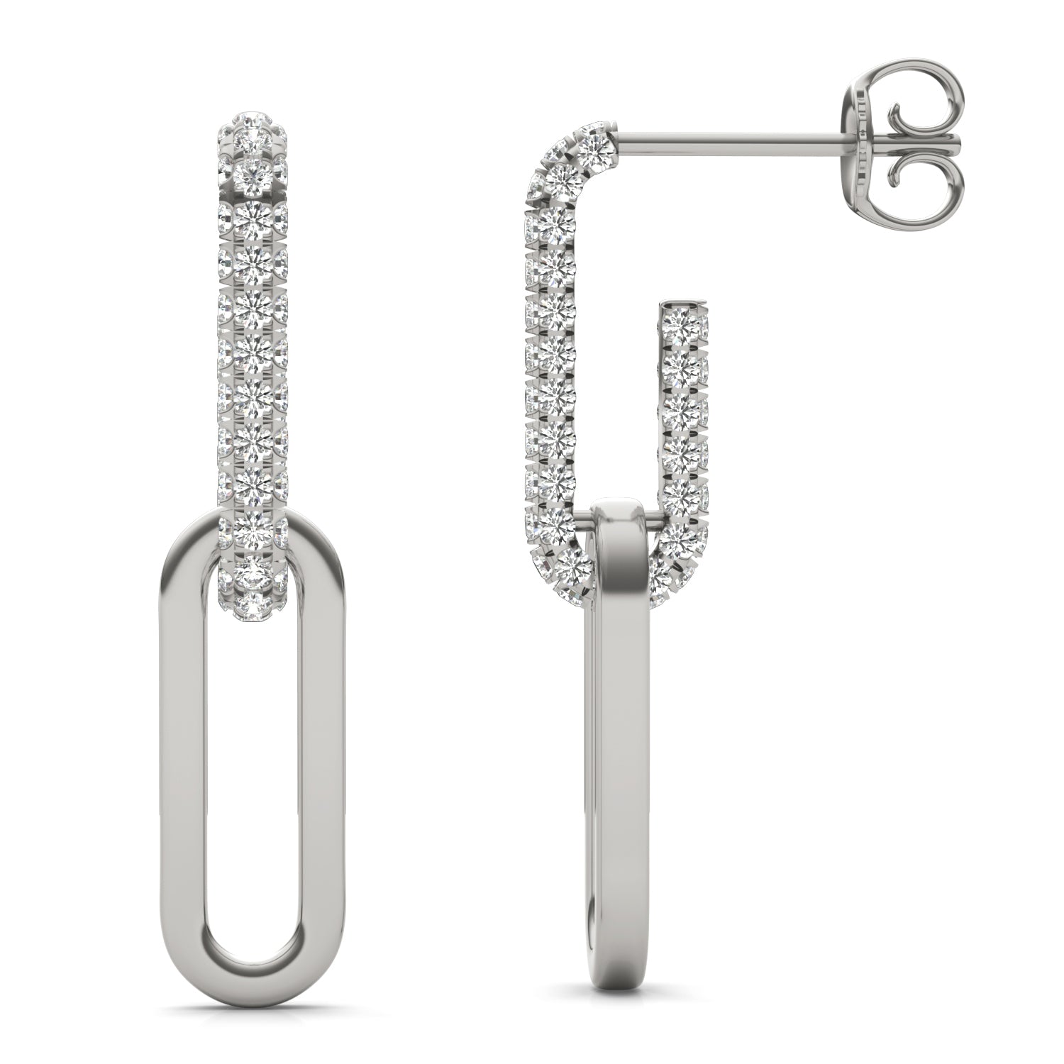 5/8 CTW Round Caydia® Lab Grown Diamond Accented Chain Link Drop Earrings