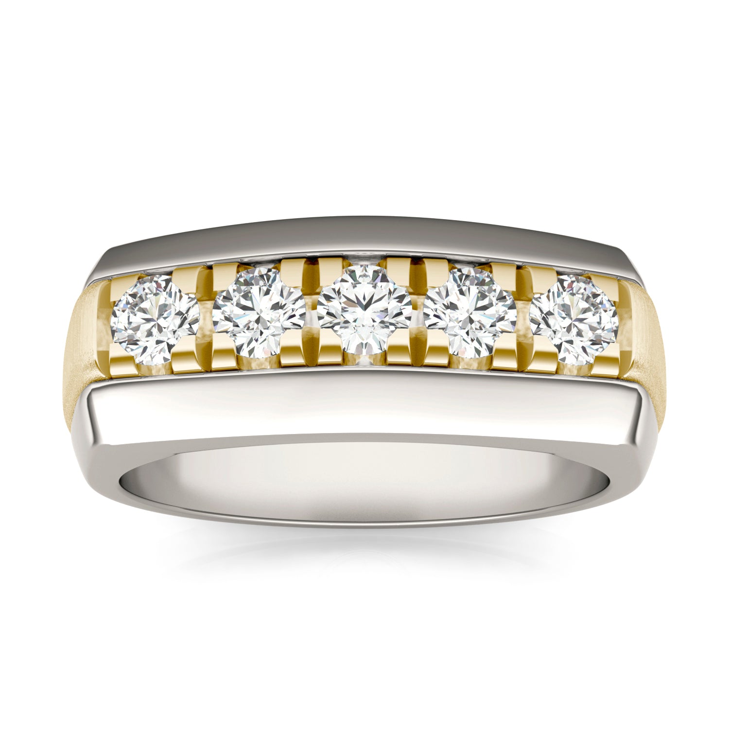 7/8 CTW Round Caydia® Lab Grown Diamond Signature Five Stone Mens Ring