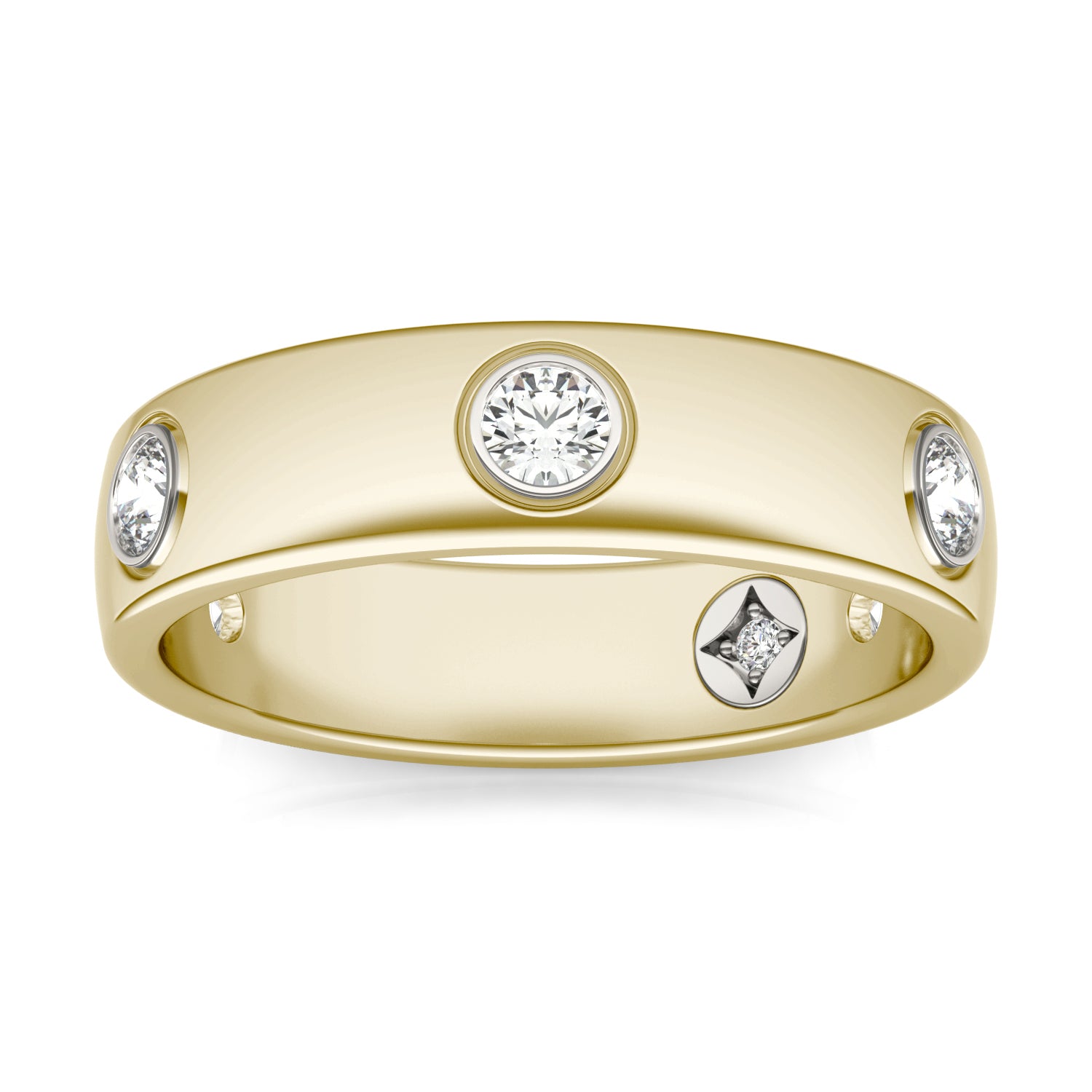 2/5 CTW Round Caydia® Lab Grown Diamond Signature Star Five Stone Bezel Set Band Ring